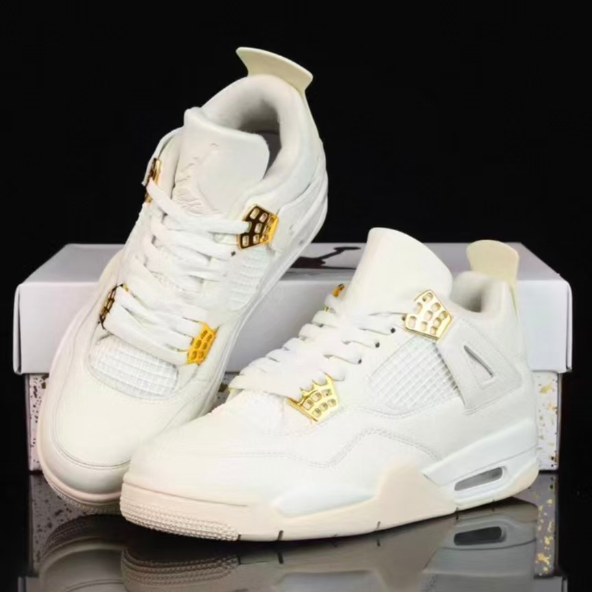US Jordan 4 “Metallic Gold” Retro Mid-Top Basketball Shoes