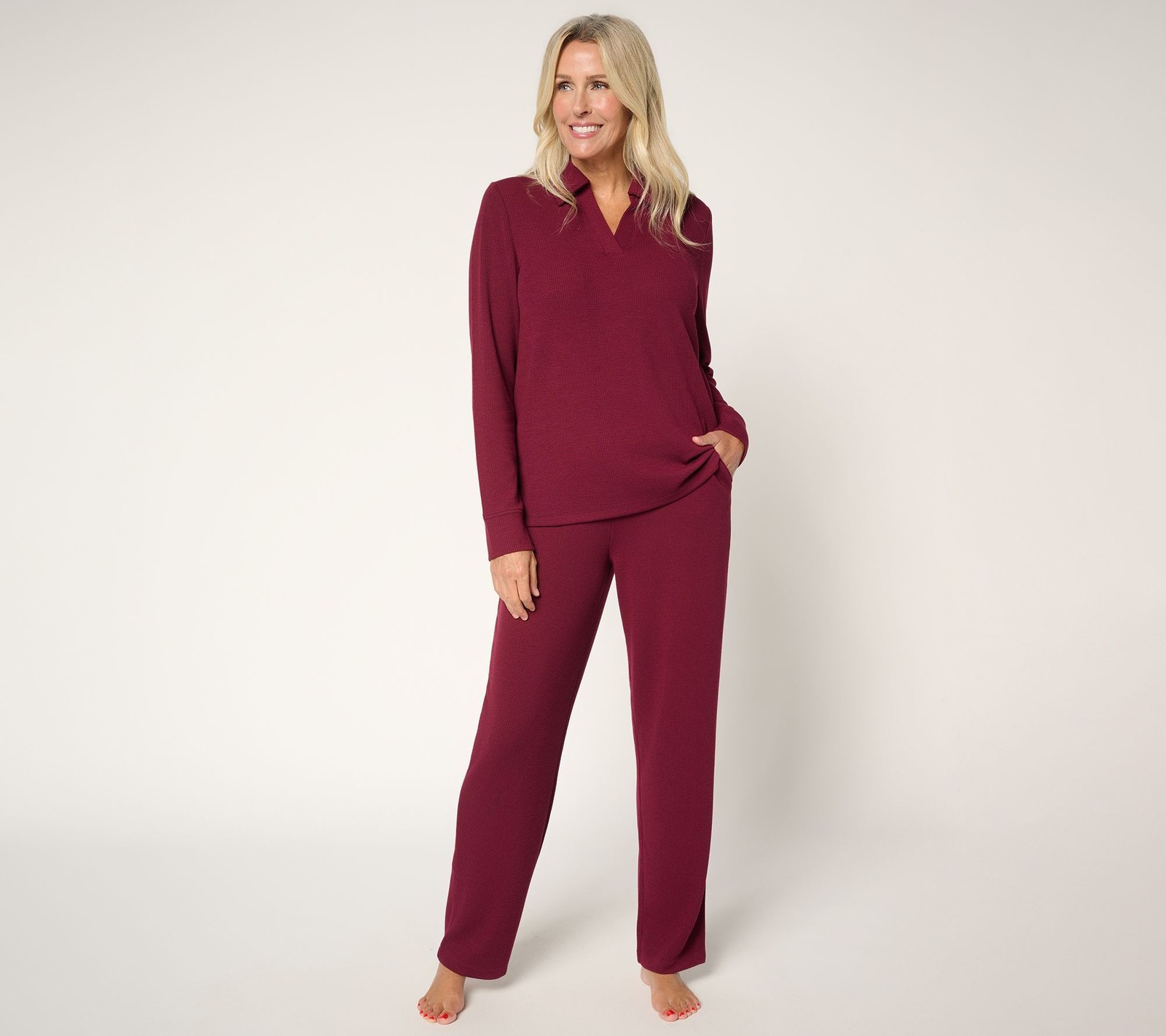 Cuddl Duds Women’s Sleepwear Sz M Soft Rib Lounge Set Red A721038