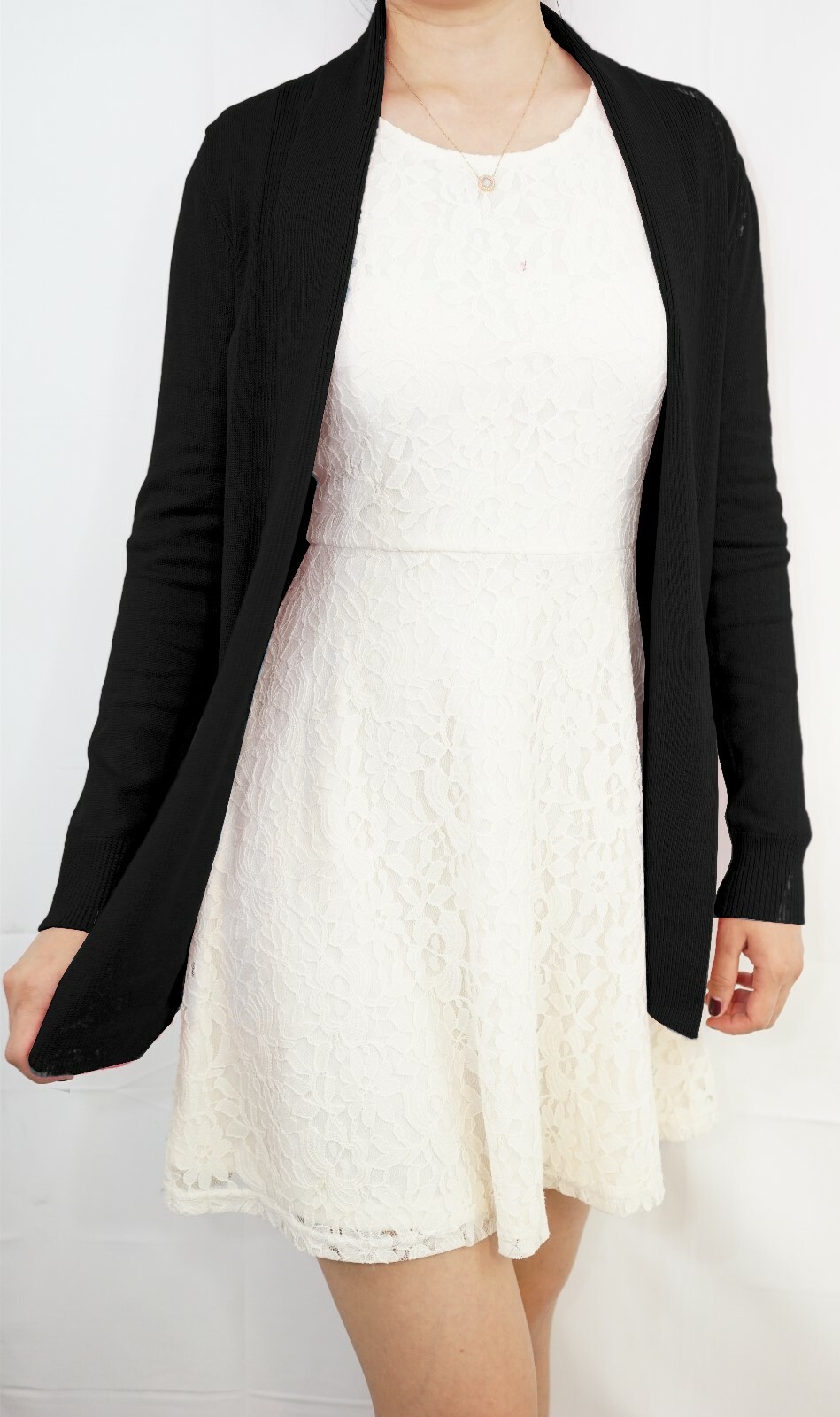 Lightweight Thin Draped No-Button Cardigan Soft Knitted OpenFront Sweater