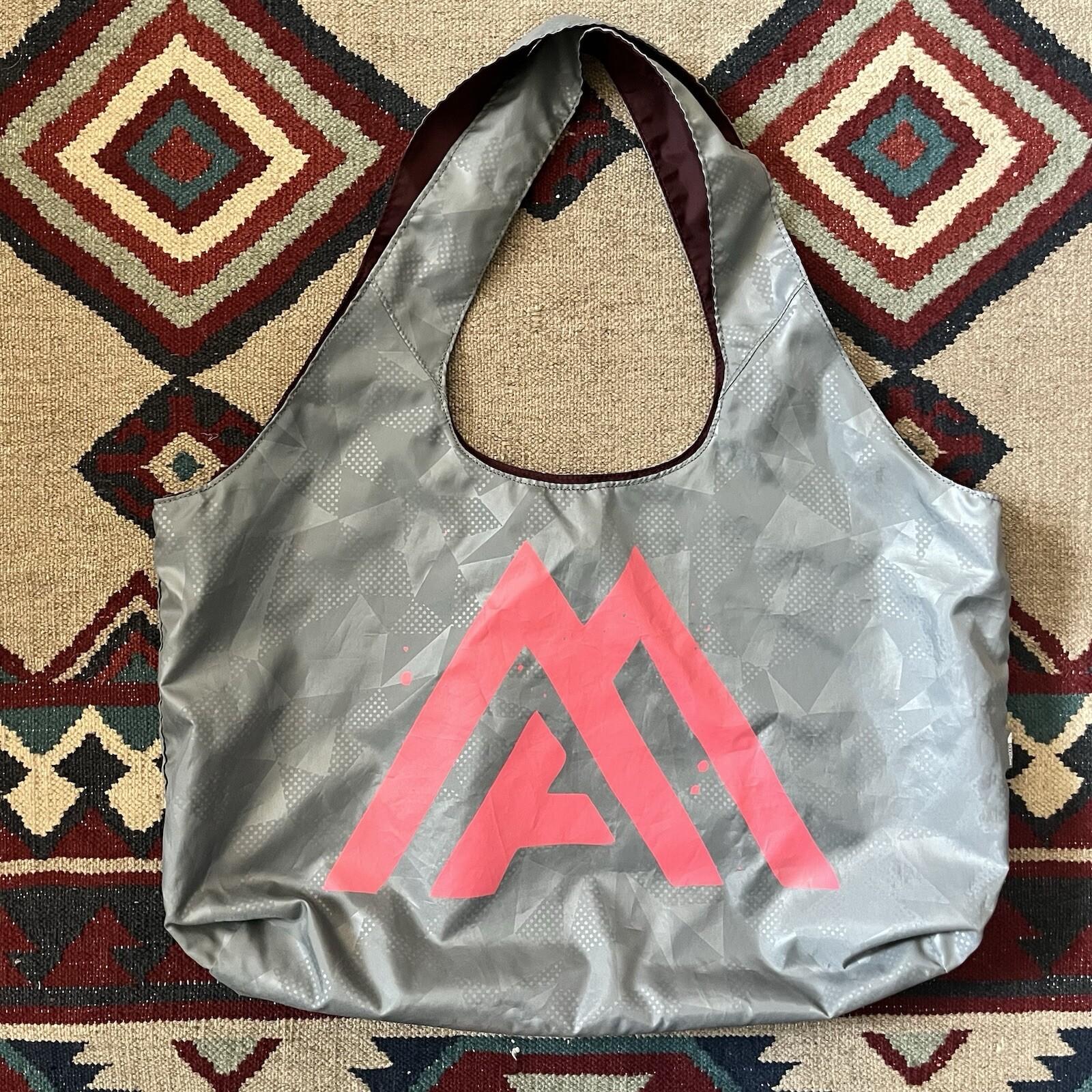 North Face Reversible Nylon-Polyester Tote Bag Burgundy/Gray
