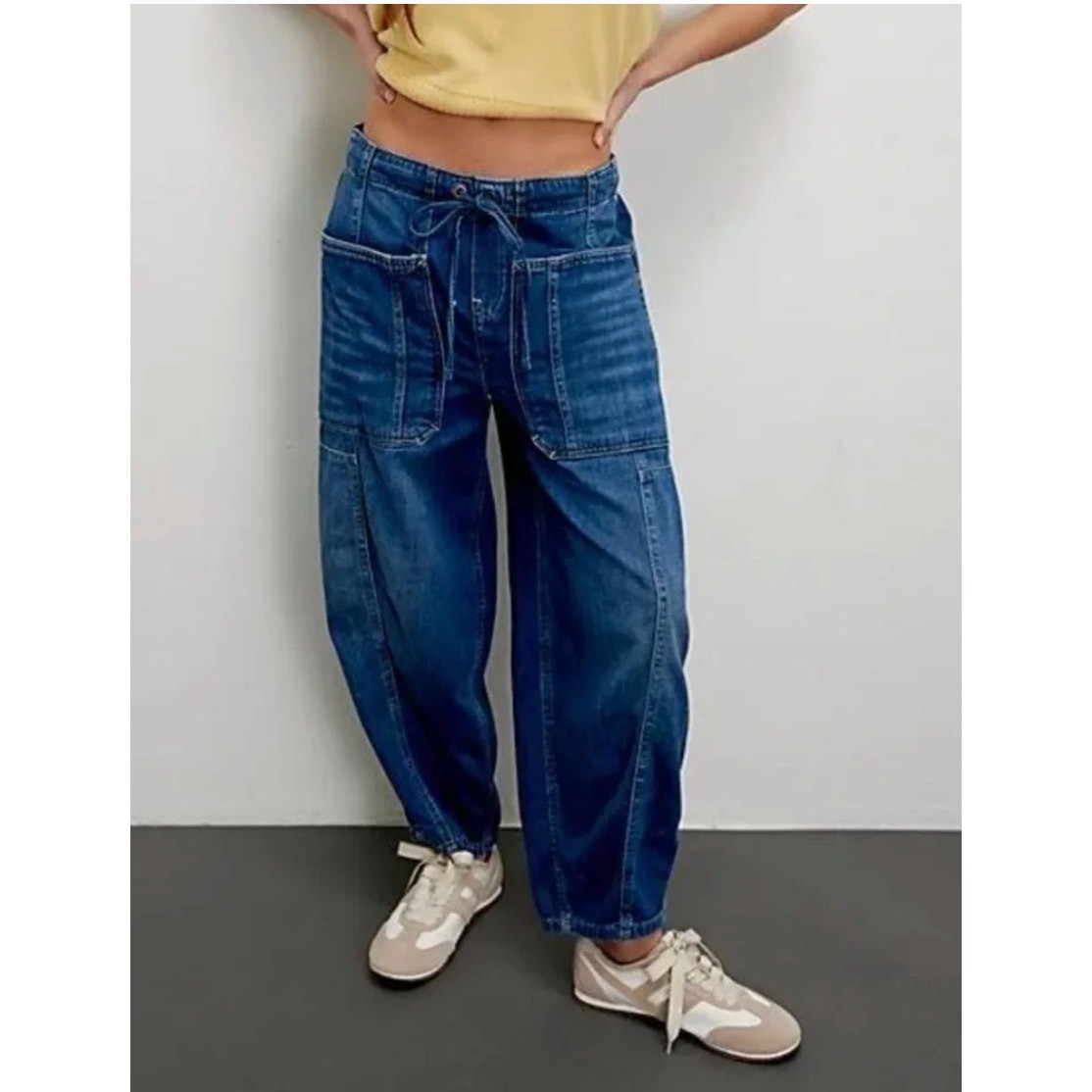 Free People We The Free Silverton Barrel Jeans Pull on Blue Small