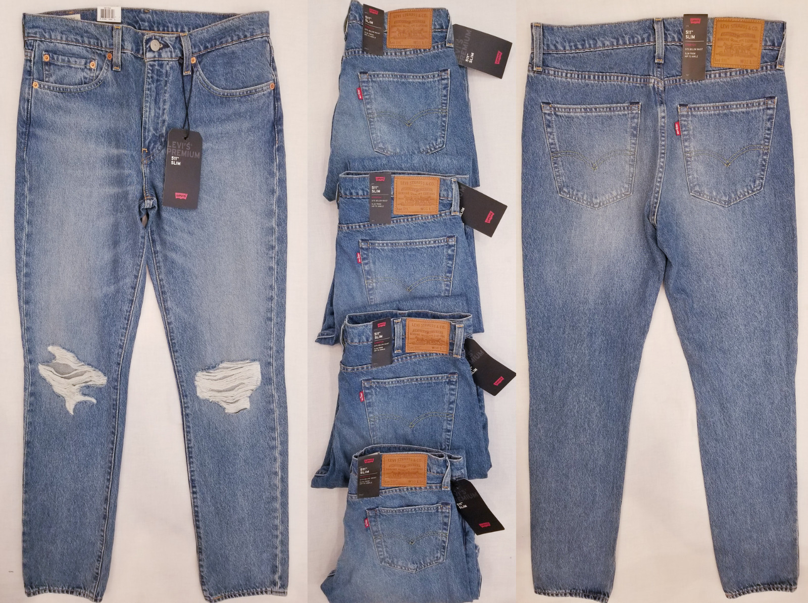 Levis 511 Slim Fit Distressed Warp Stretch Mens Jeans 29,30,32,33,34,36,38 #3543