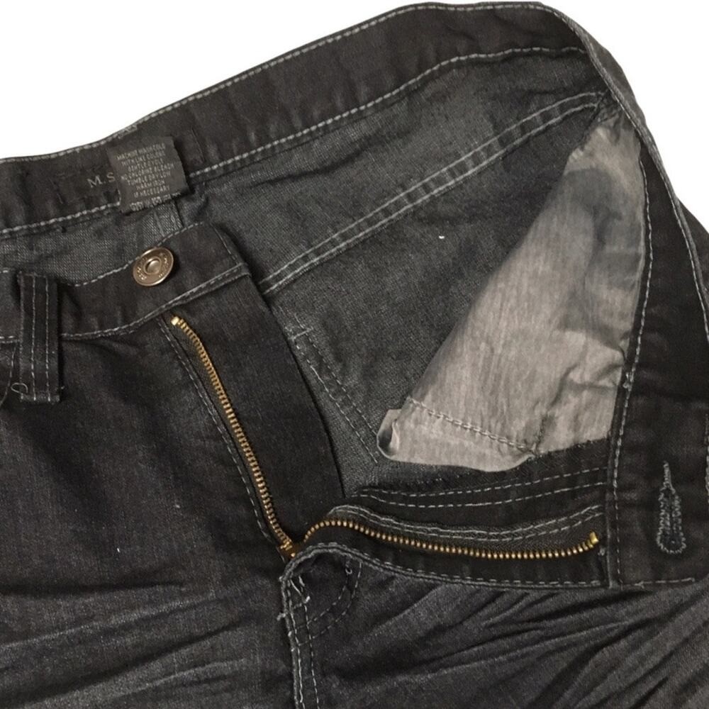 M.Society Jeans Black Denim Washed Cotton Blend Stretch Faded Men’s 32 x 30