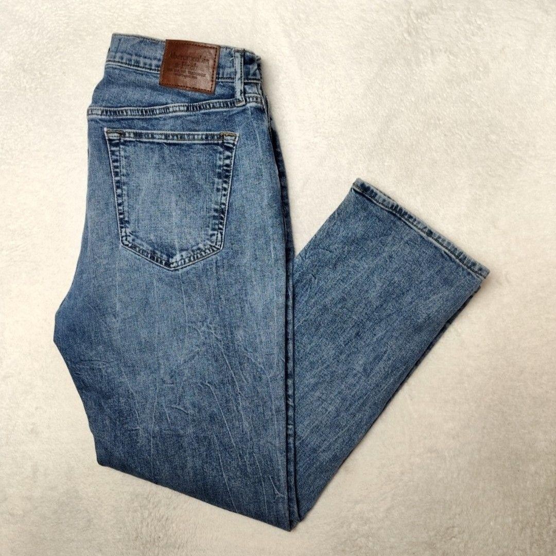 Abercrombie & Fitch Jeans Mens 33×30 Blue Athletic Straight Light Wash Stretch