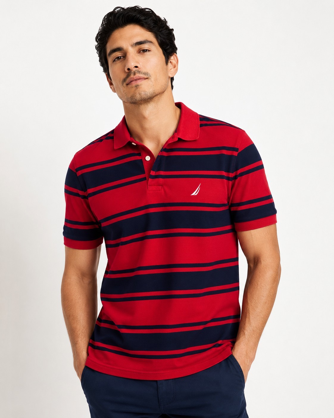 Nautica Sport Male Shirt Size XL Blue Plaid Short Sleeve 100% Cotton