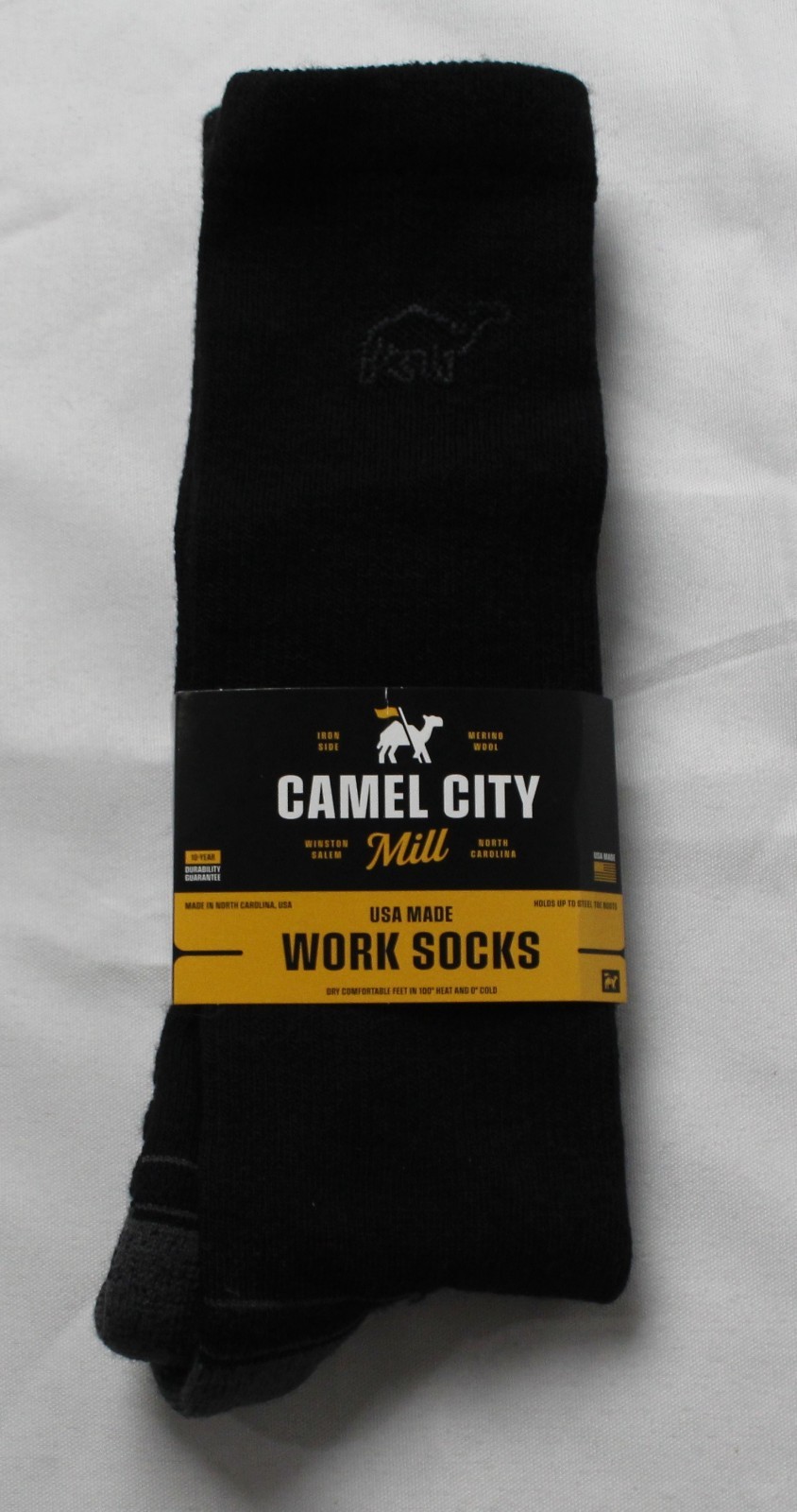 Camel City Mill Men’s Durable Work Crew Socks Black Large