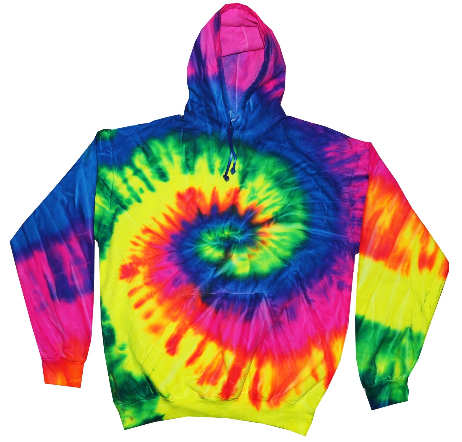 Tie Dye Rainbow Hoodie Adult & Kids Long Sleeve with Pockets Colortone