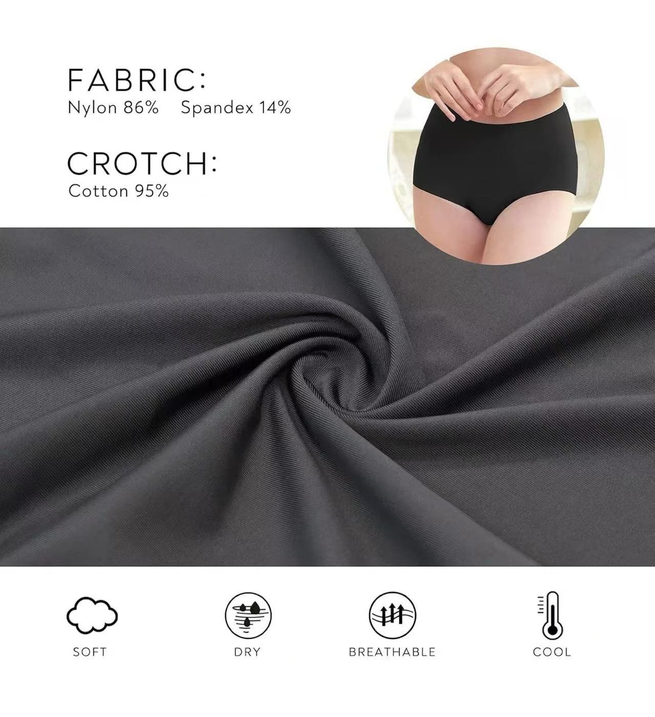 SIZE XXL No Show High Waist Briefs Underwear Women Seamless Panties Multi Pack
