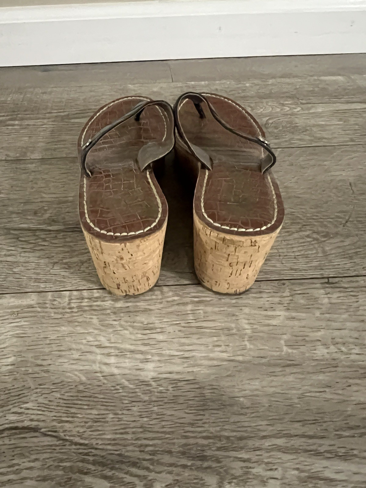 Sam Edelman Designer Romy Wedge Thong Sandals. Cork platform. GUC. Size 9.