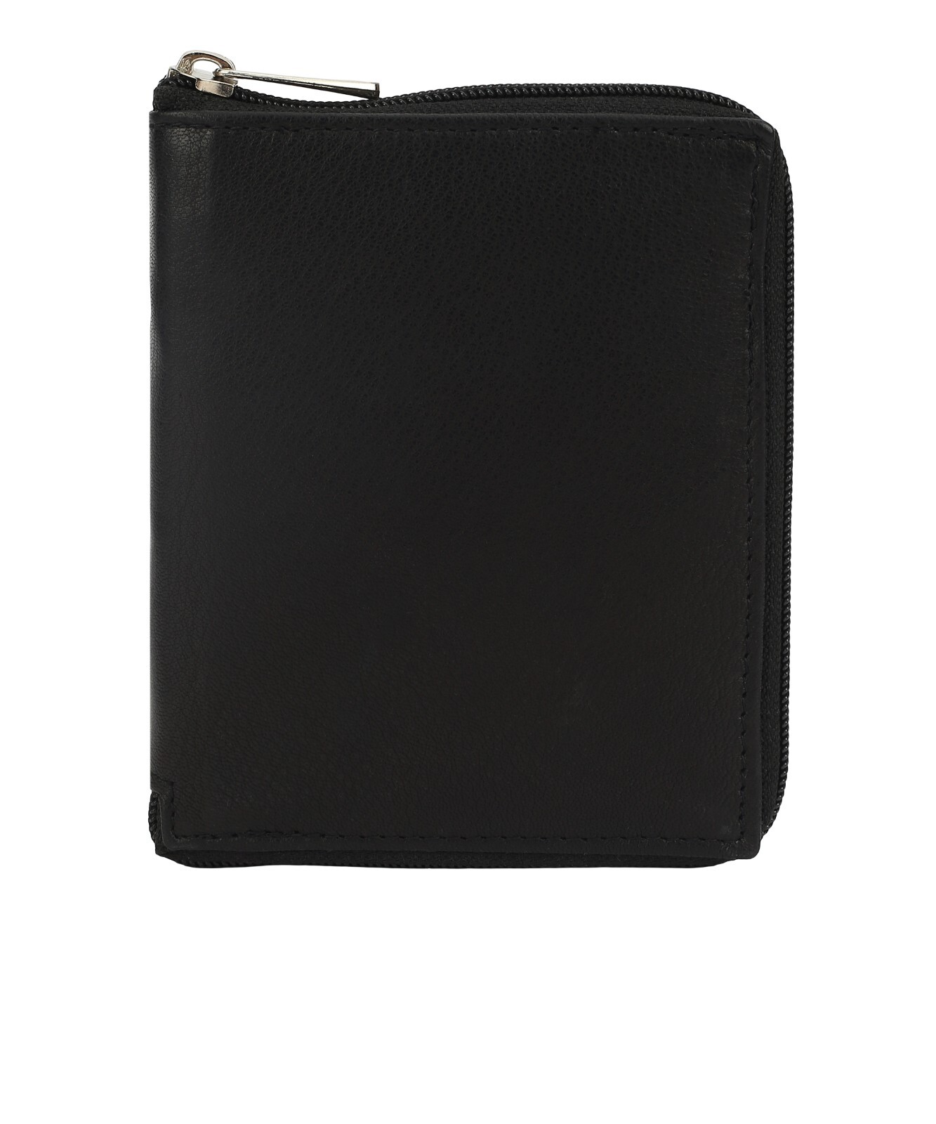 Leatherboss Genuine Leather Men RFID Blocking Zipper Credit Card Wallet , Black