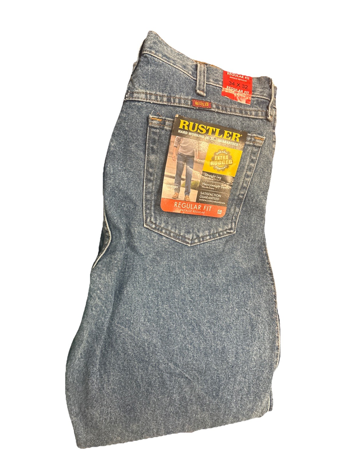 New Rustler by Wrangler Men’s Regular Fit Straight-Leg Jeans Size 34x32NWT