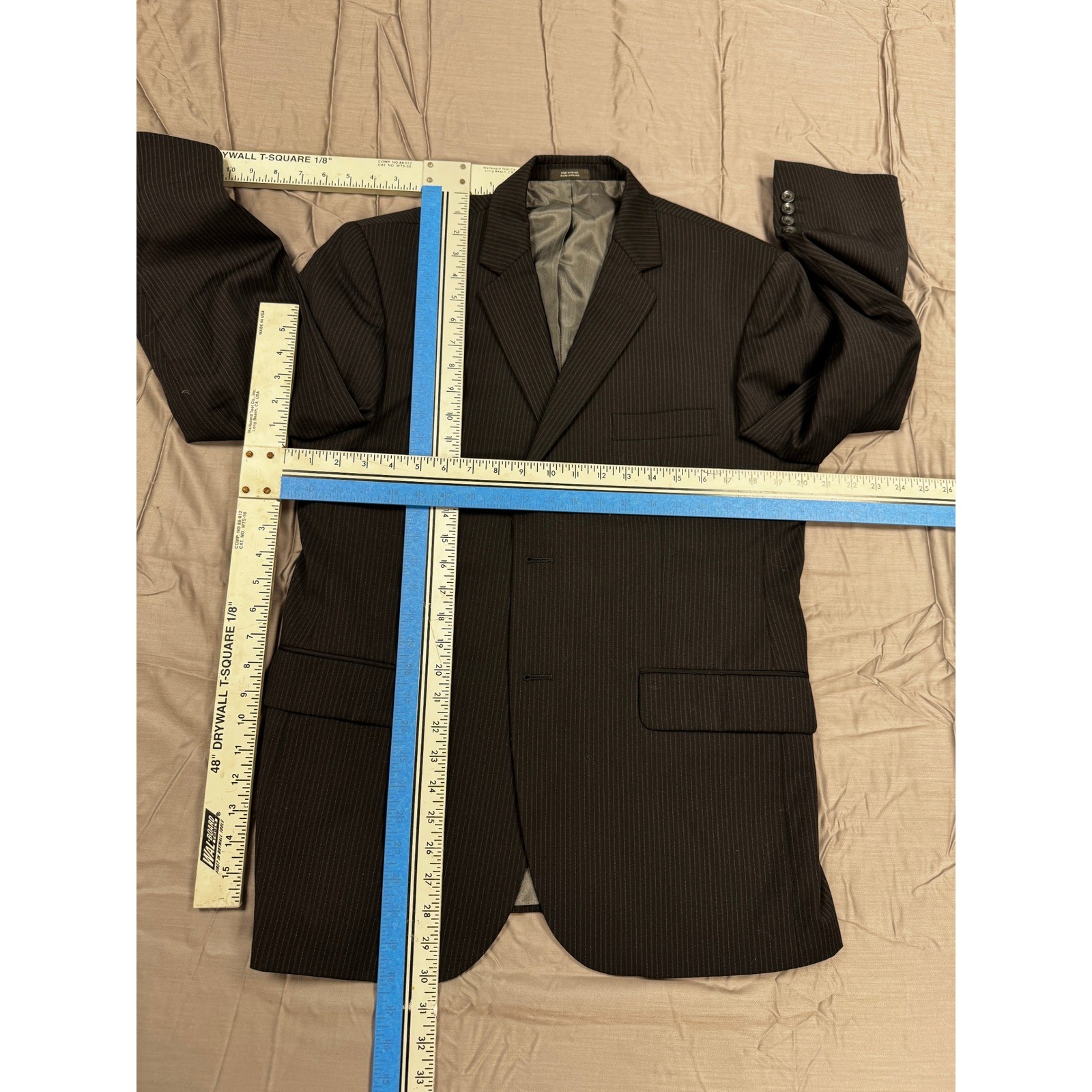 JF J. Ferrar Mens Modern Fit Pinstripe Wool Blazer Black 40SH 40 Short Jacket