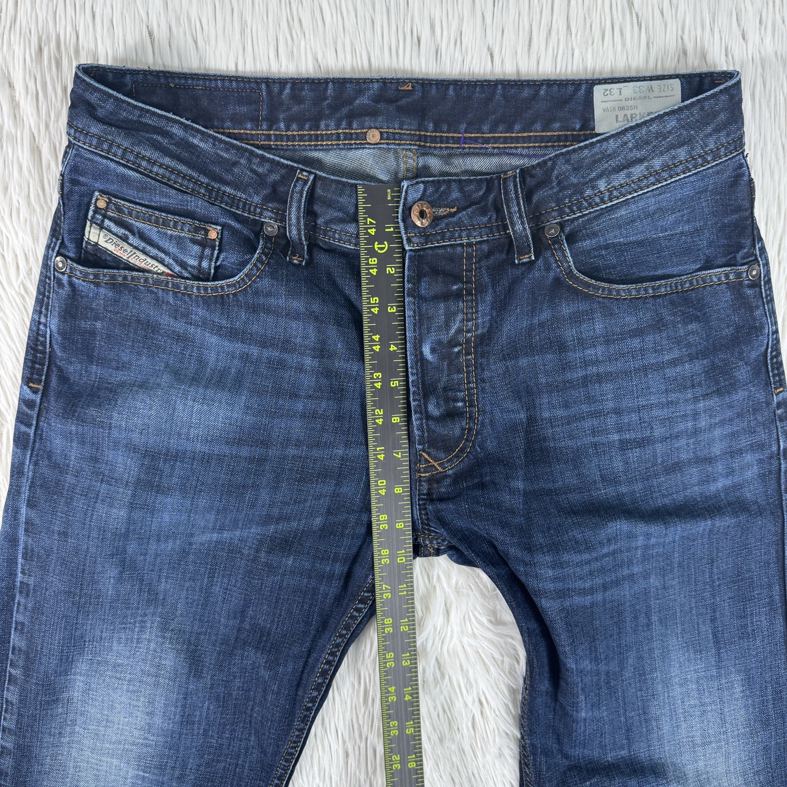 Diesel Industry Larkee Blue Dark Wash Mid-Rise Straight Leg Denim Jeans Men’s 33