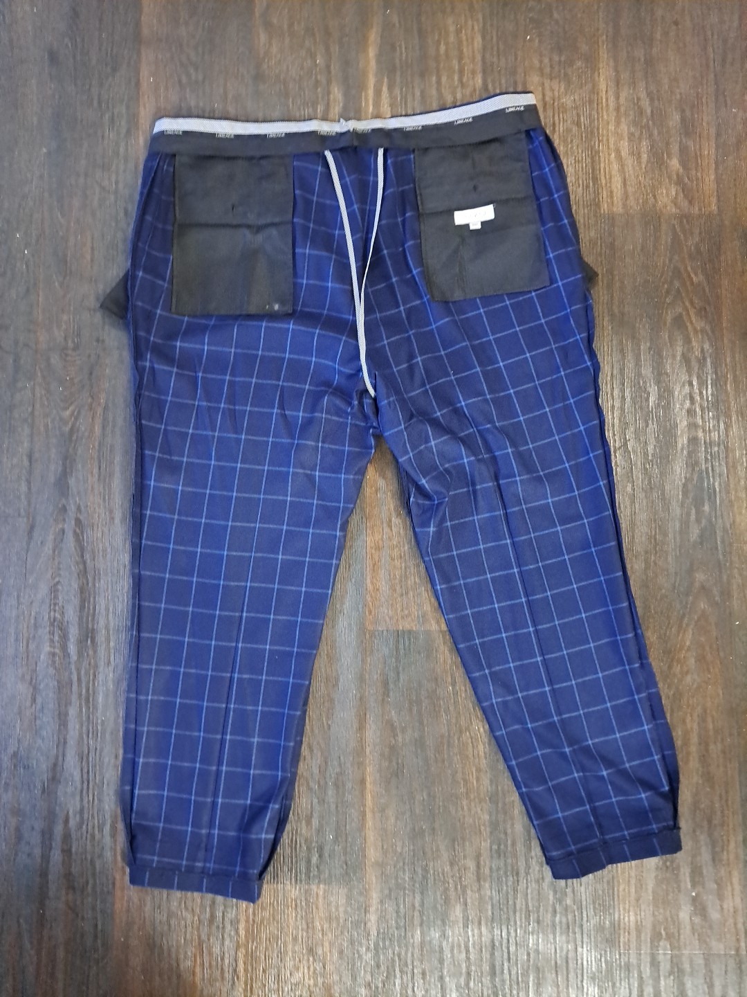 Lineage Performance Stretch Fabric Blue Windowpane 2pc Suit Mens 50R Pants W44