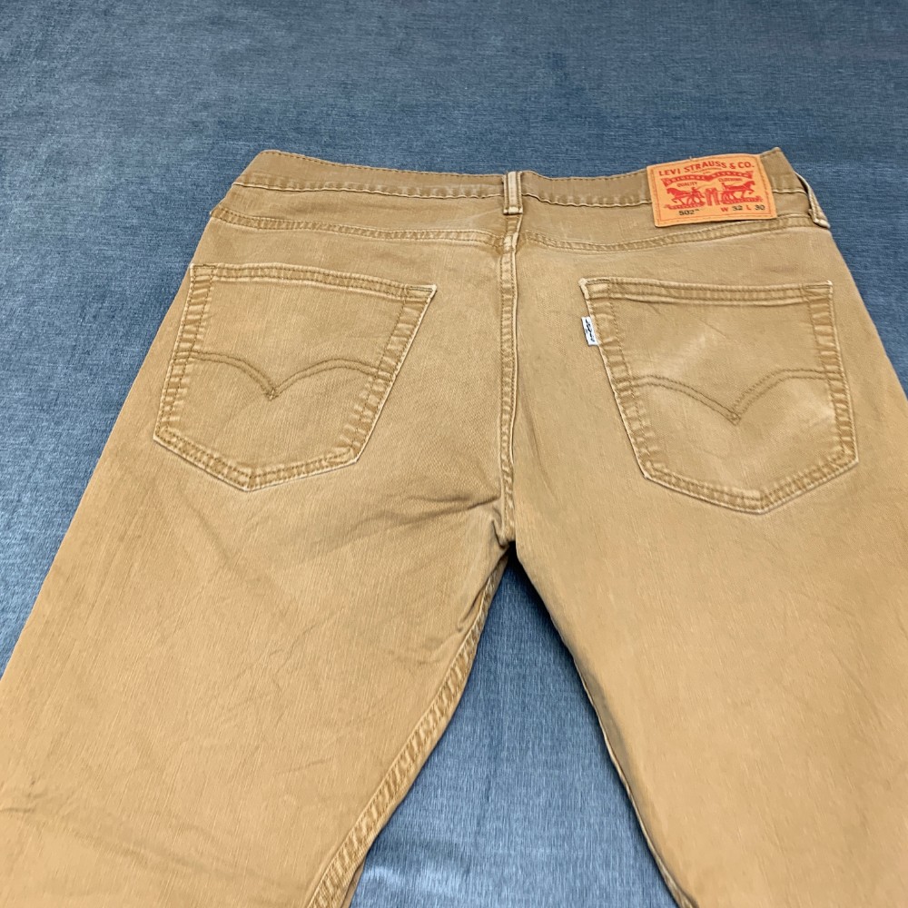 Levi’s 502 Jeans Mens 32×30 Khaki Caraway Slub Twill Stretch Comfort Tapered Leg