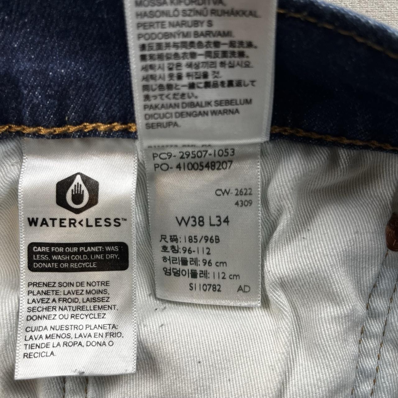 Levis 502 Jeans Mens 38×34 Blue Denim Regular Taper Dark Wash Red Tab Stretch