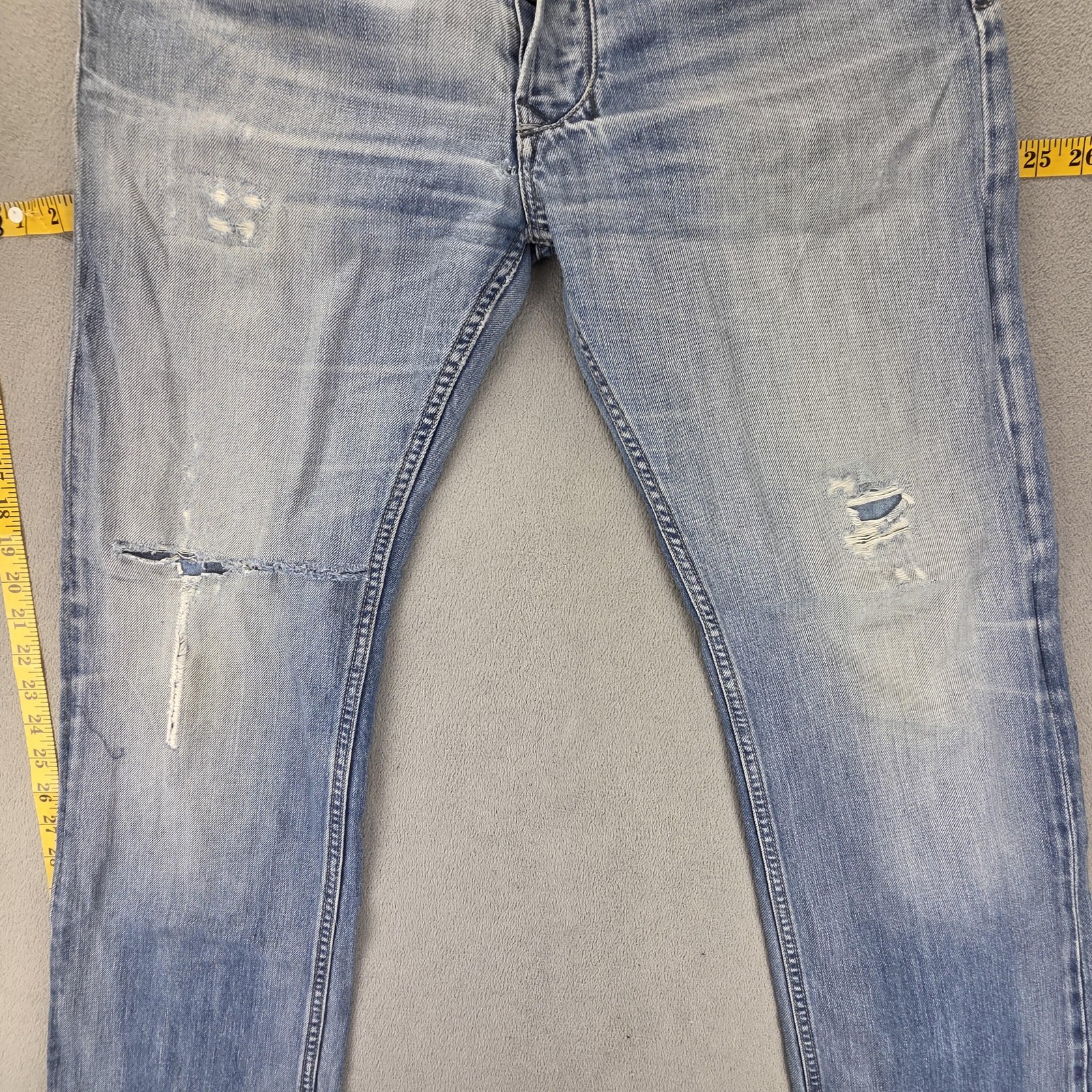Diesel Jeans Mens 31×34 Blue Larkee Straight Distressed Button Fly 008XR