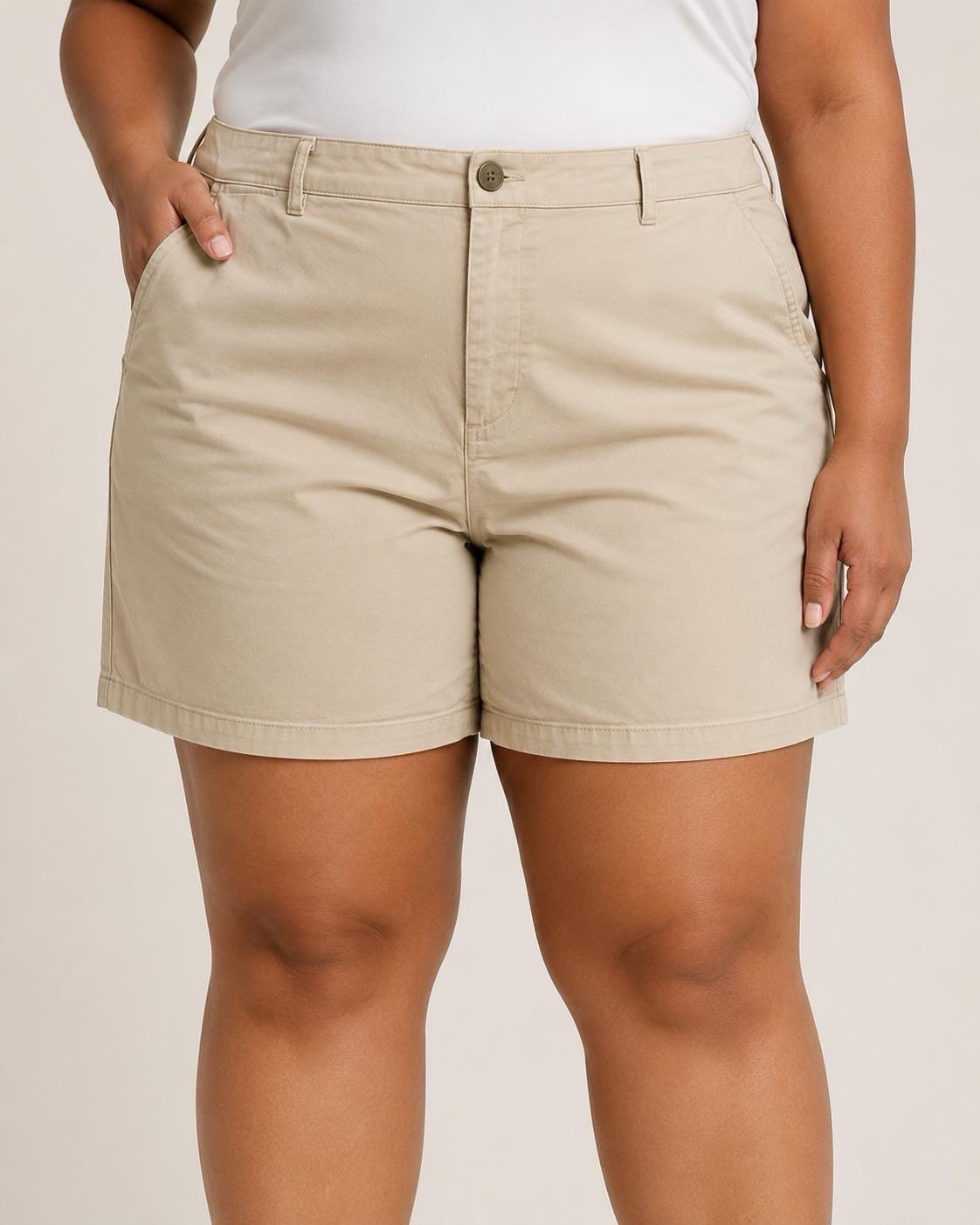 Old Navy Ultimate Slim Built-In Flex Beige Chino Shorts Flat Front Pockets