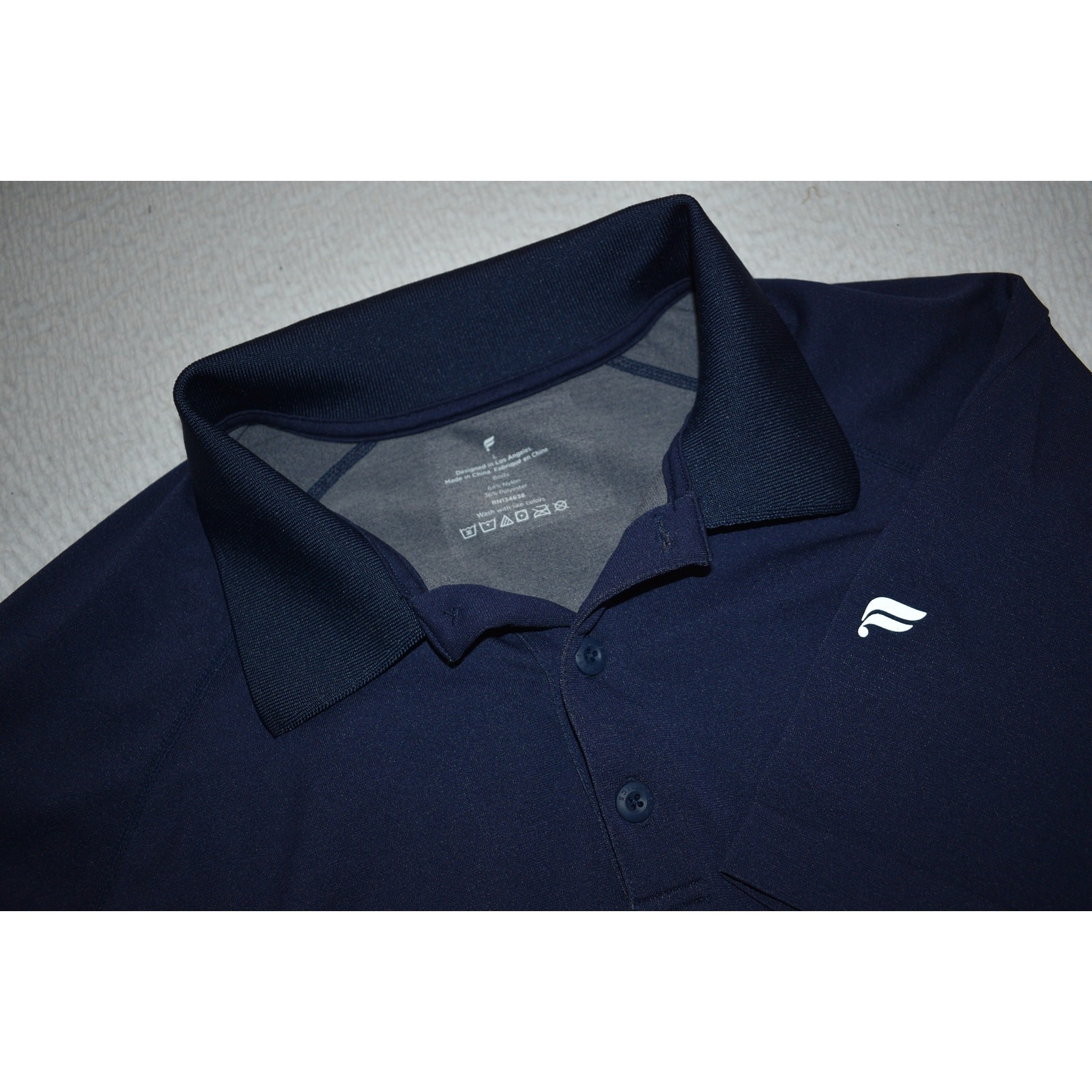 Fabletics Golf Polo Shirt Men Size Large Performance Nylon Polyester Blend Blue