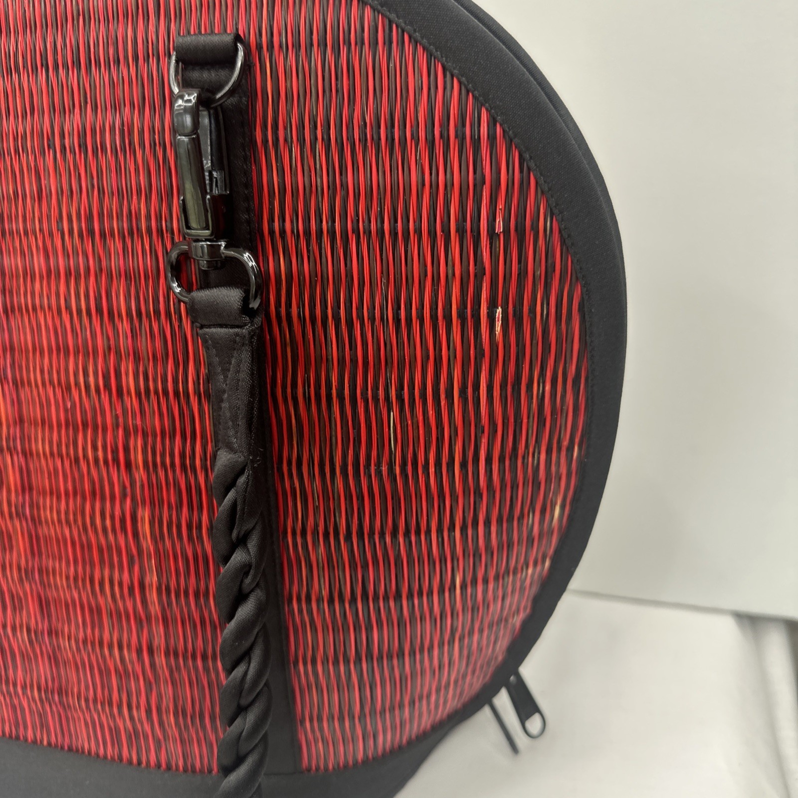 Saraye Kiri Wave Tatami Red Black Shoulder Bag Handmade of Cambodia