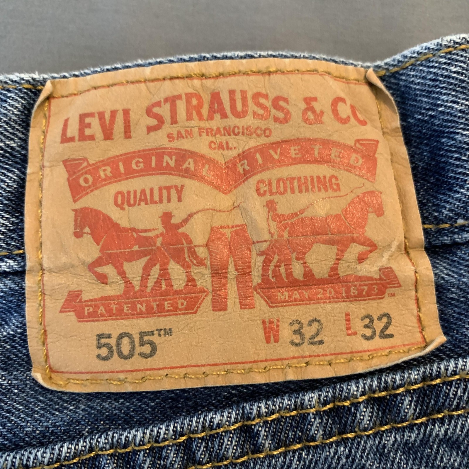 Levis 505 Jeans Mens 31×27 Blue Medium Wash Straight Leg Raw Hem Denim Pants