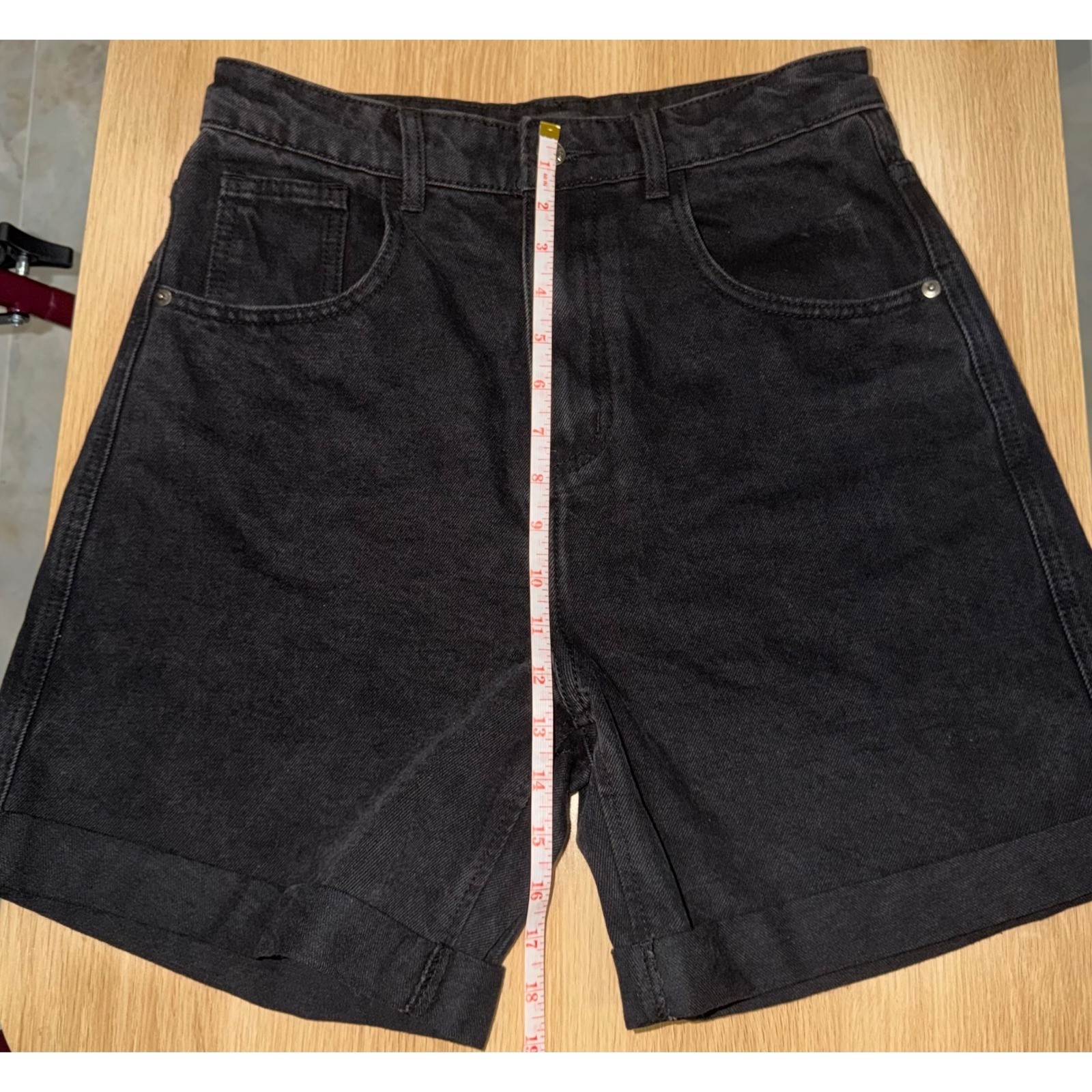 PrettyLittleThing Black High Waisted Denim Mom Shorts