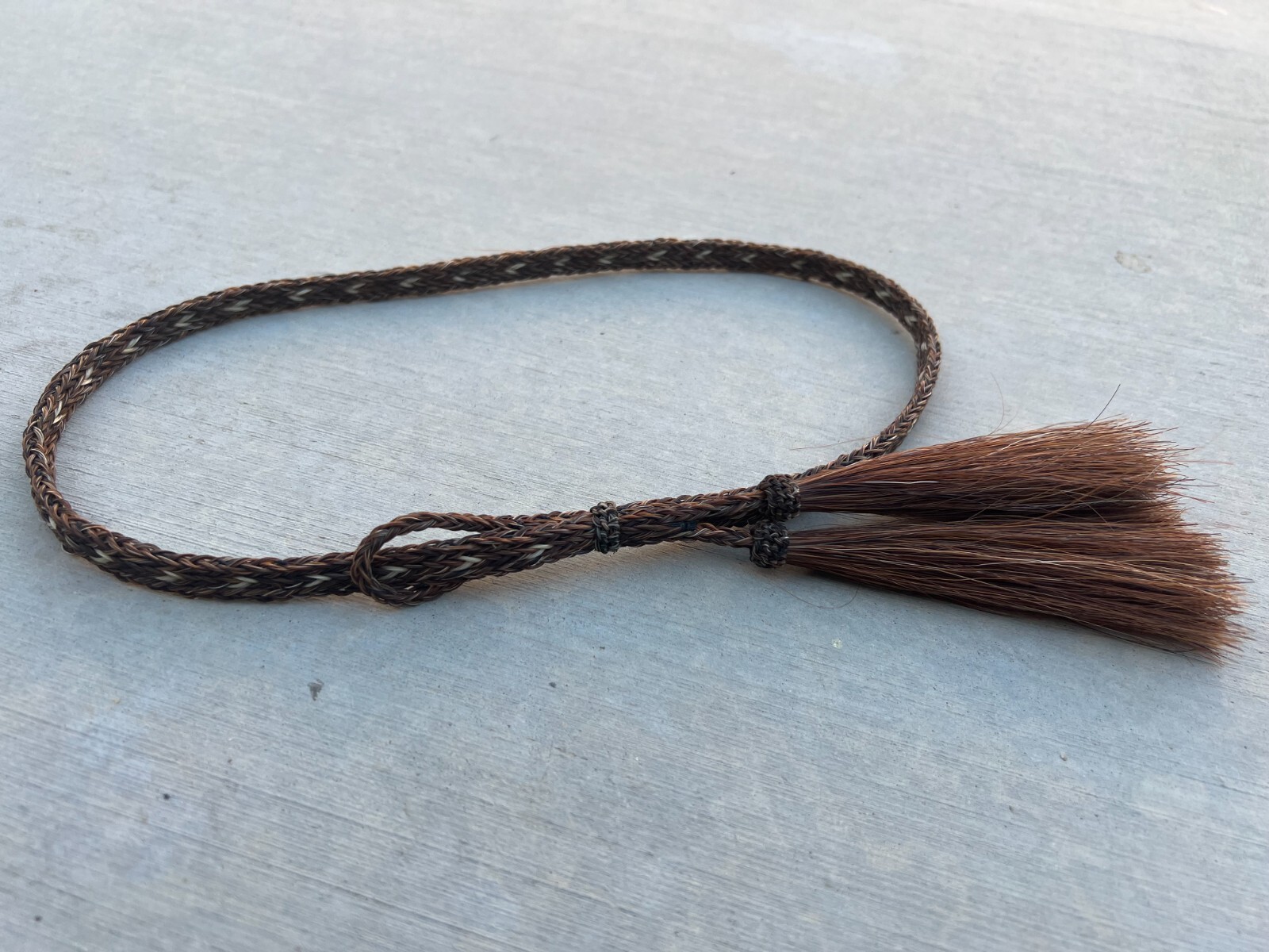Light Brown western cowboy hat band, Horse Hair Braided Tassels Adjustable Band