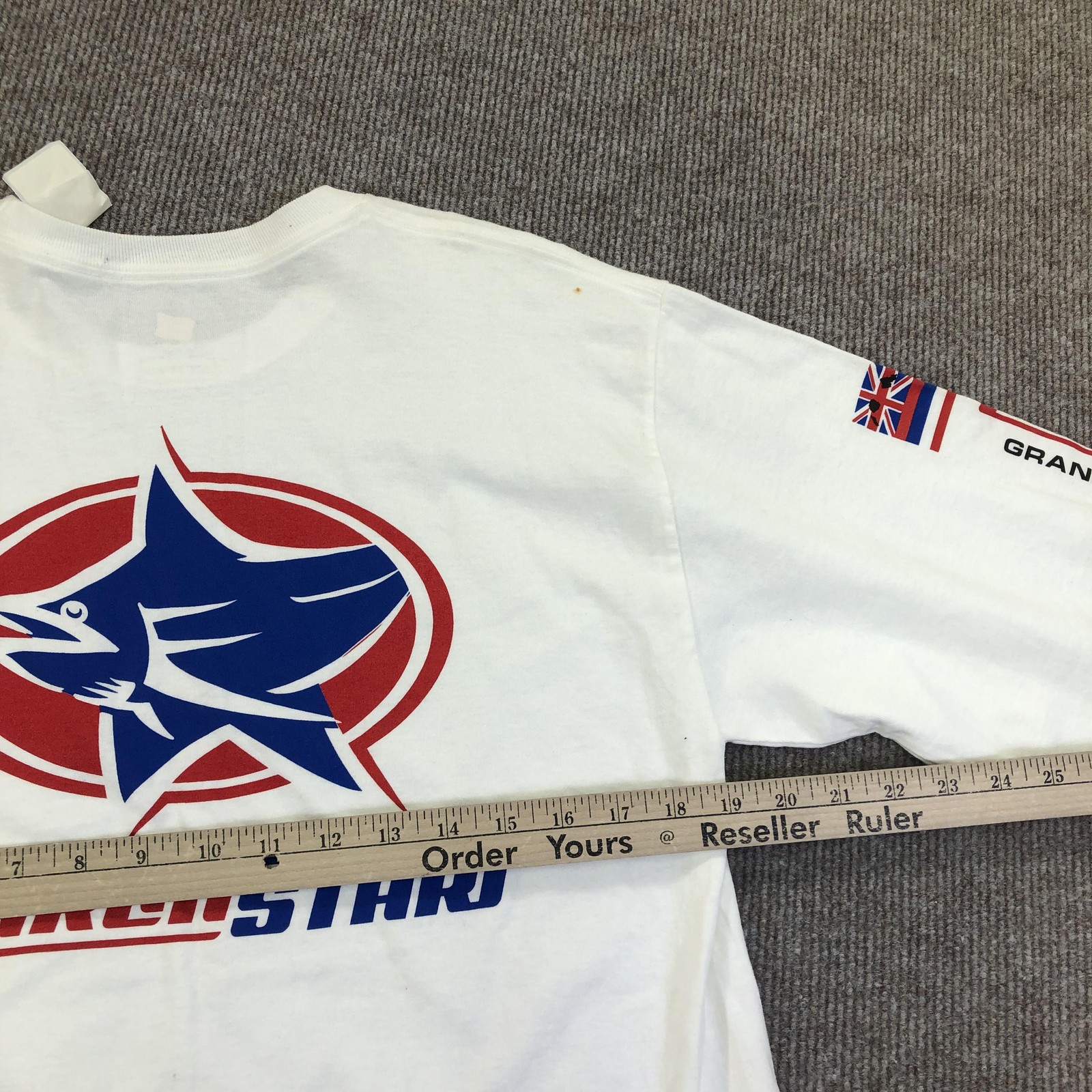 MarlinStar Hanes Shirt Mens Medium White Long Sleeve Graphic Tee Tagless Fish