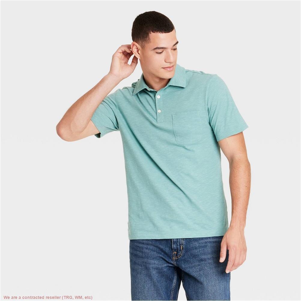 Slub Jersey Polo Shirt Goodfellow & Co Aqua L *SEE DEAL!!!*