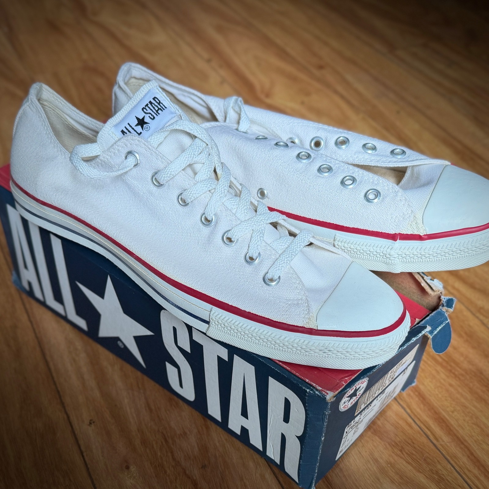 Vintage Converse Chuck Taylor All Star Low White Sz 13 made in the USA