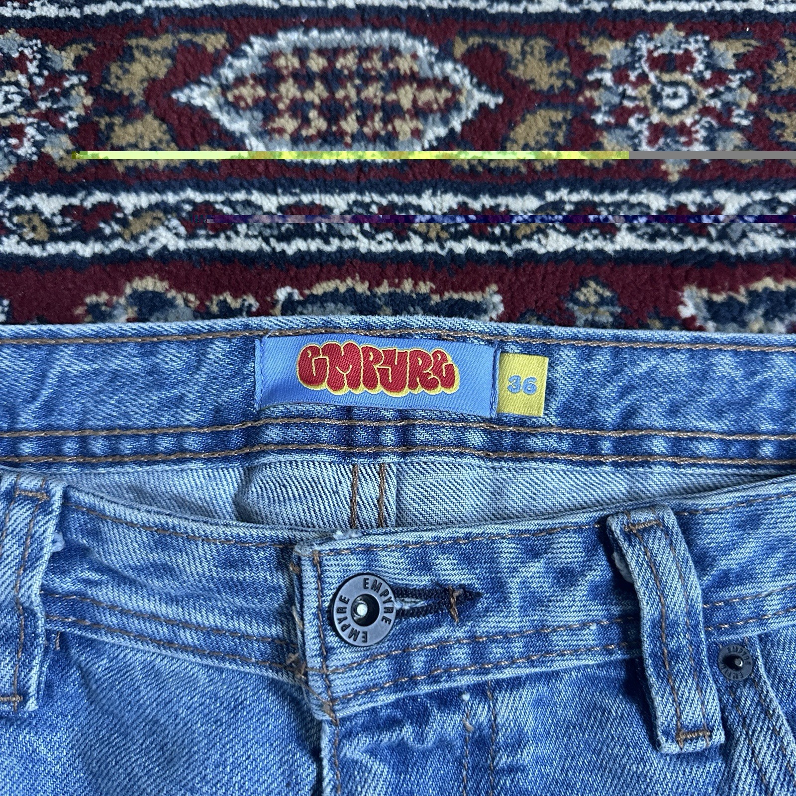 Empyre Mens Skate Jeans Size 40 Blue Loose Fit Light Wash Denim Baggy Streetwear