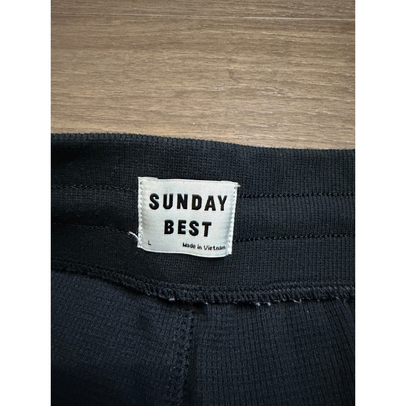 Aritzia Sunday Best Black Waffle Knit Flare Leg Thermal Pants Large 83236