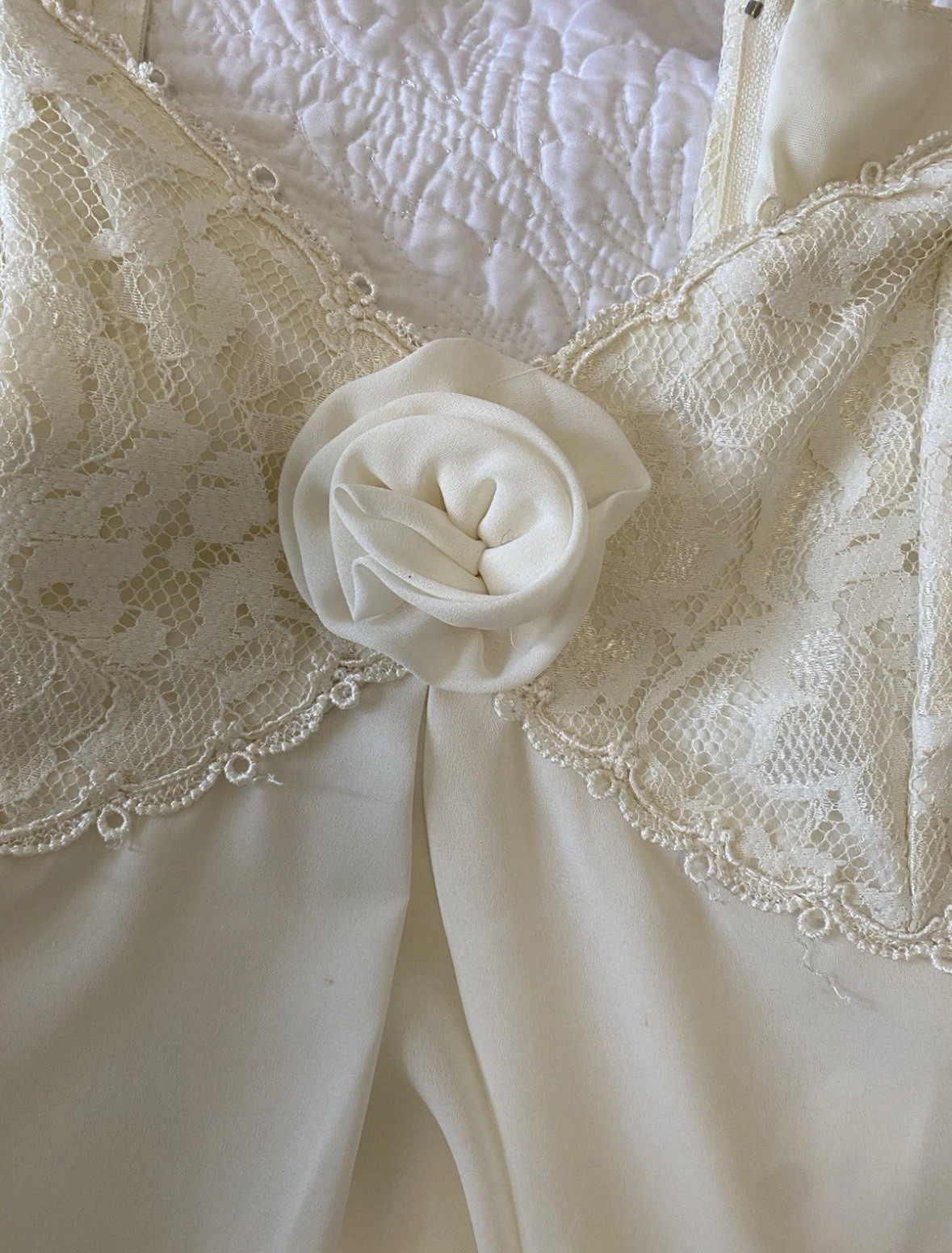 Scott McClintock Vtg Dress Women 8 White Long Lace Detail Wedding Event