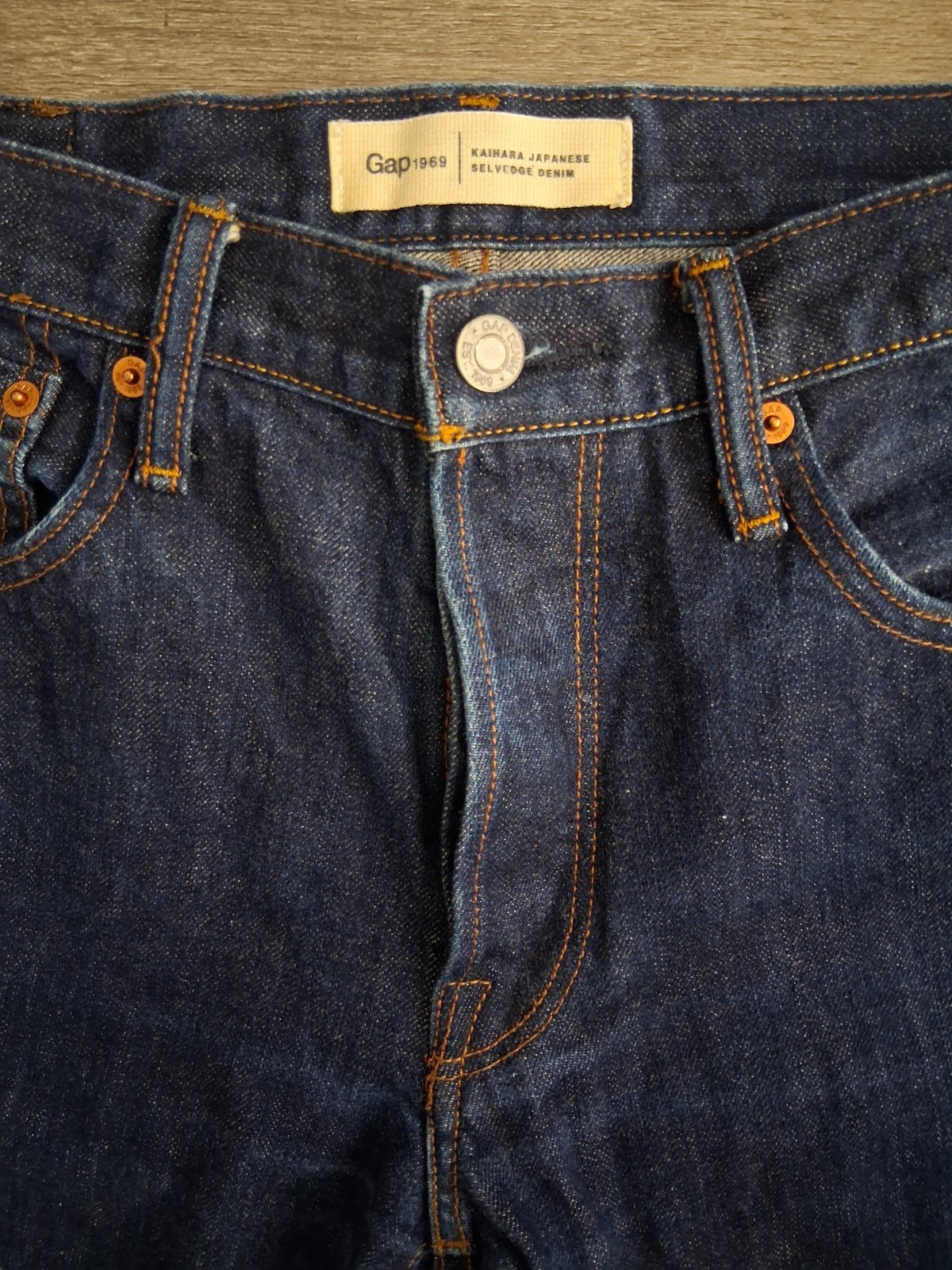 Gap Kaihara Japanese Raw Selvedge Denim Blue Jeans Button Fly Mens Size 31×28