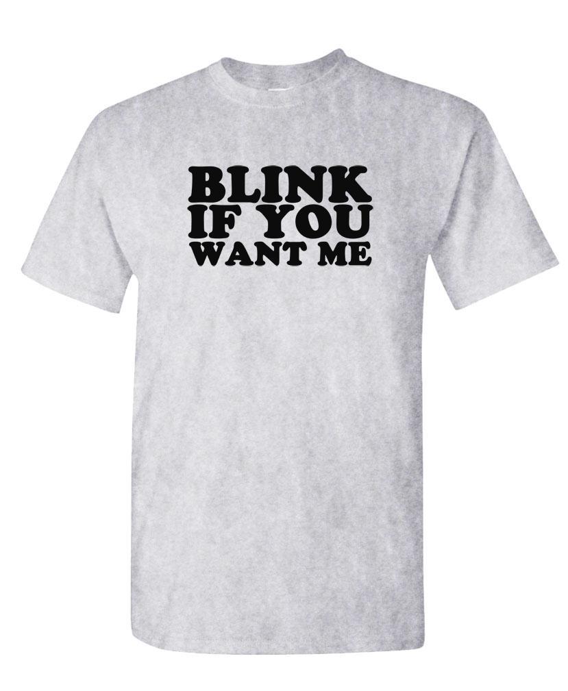 BLINK if you WANT ME (black ink) – Unisex Cotton T-Shirt Tee Shirt