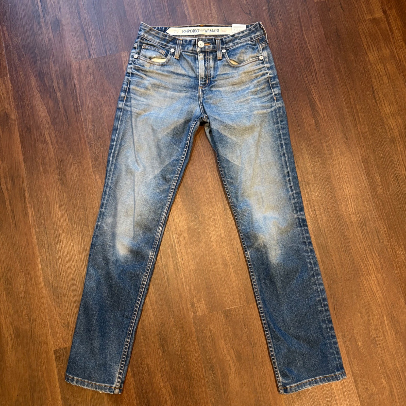 ♾️ Emporio Armani Straight Leg Jeans 28 Blue Wash Mid-Rise Italian Denim ♾️