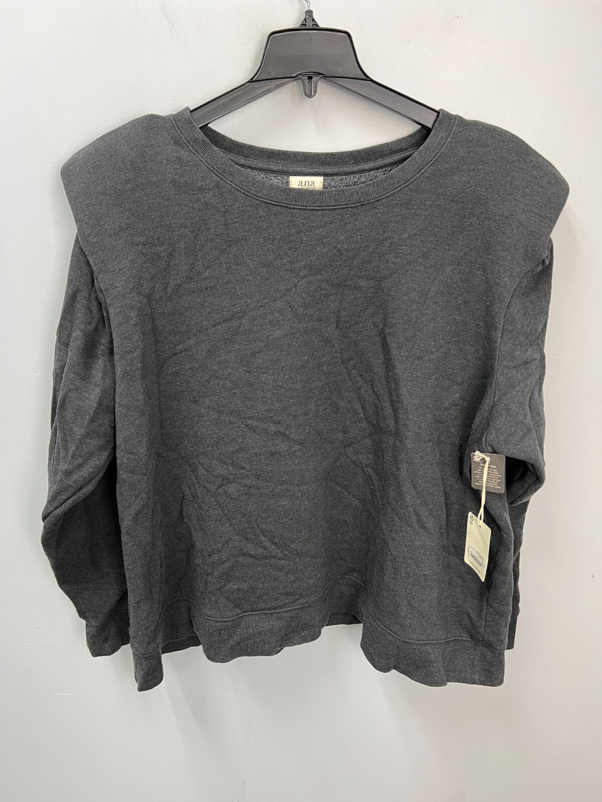 A.N.A Gray Long Sleeve Padded Shoulder Sweatshirt Women’s Sz 3X