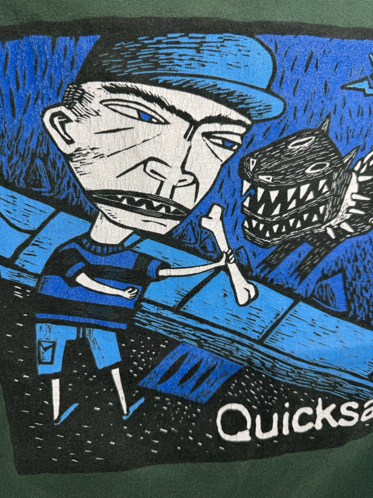 Vintage Quicksand SLIP Shirt 90s Size XL Single Stitch Hardcore Punk Band Green