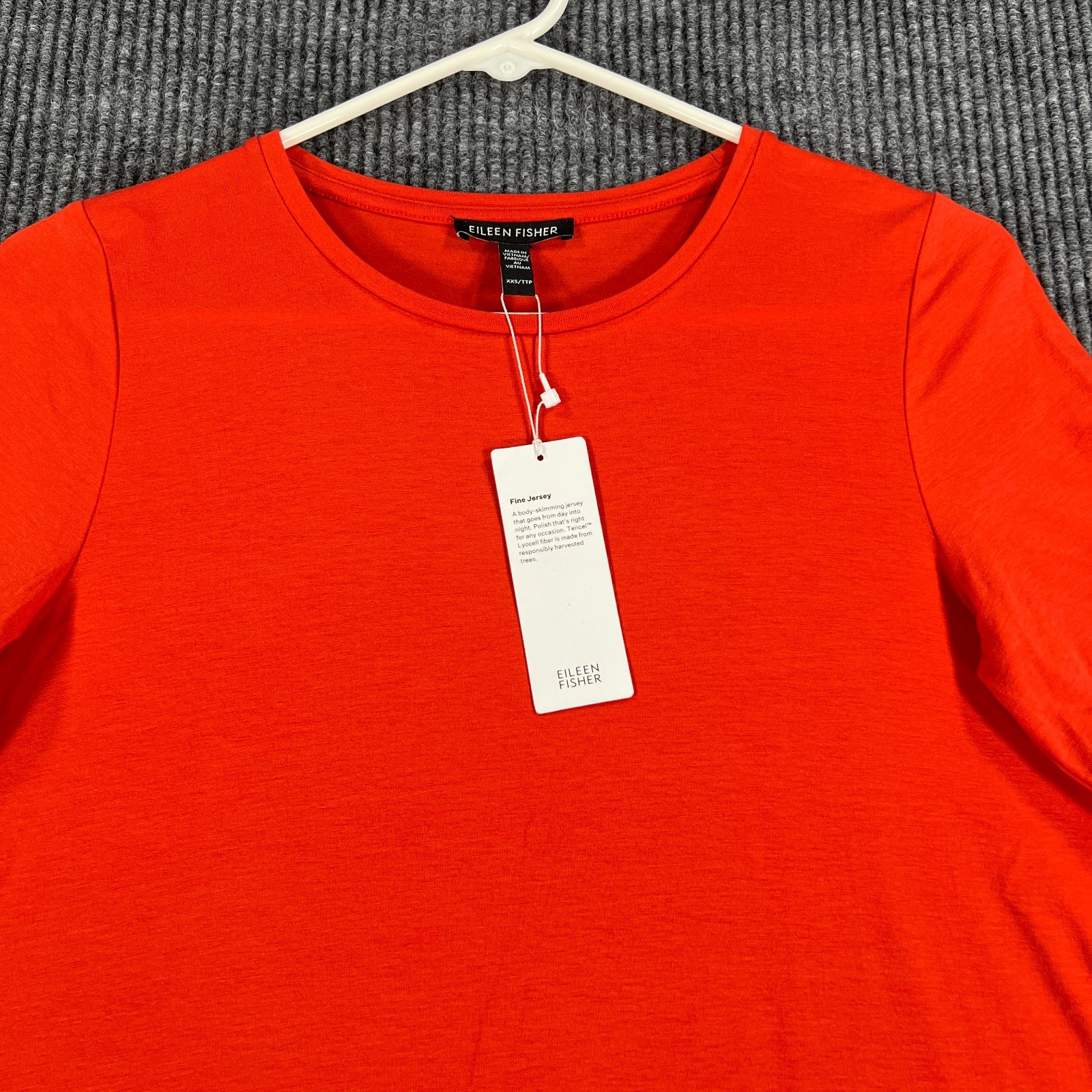 Eileen Fisher Shirt Womens 2XS XXS Orange Short Sleeve Crew Soft Light New