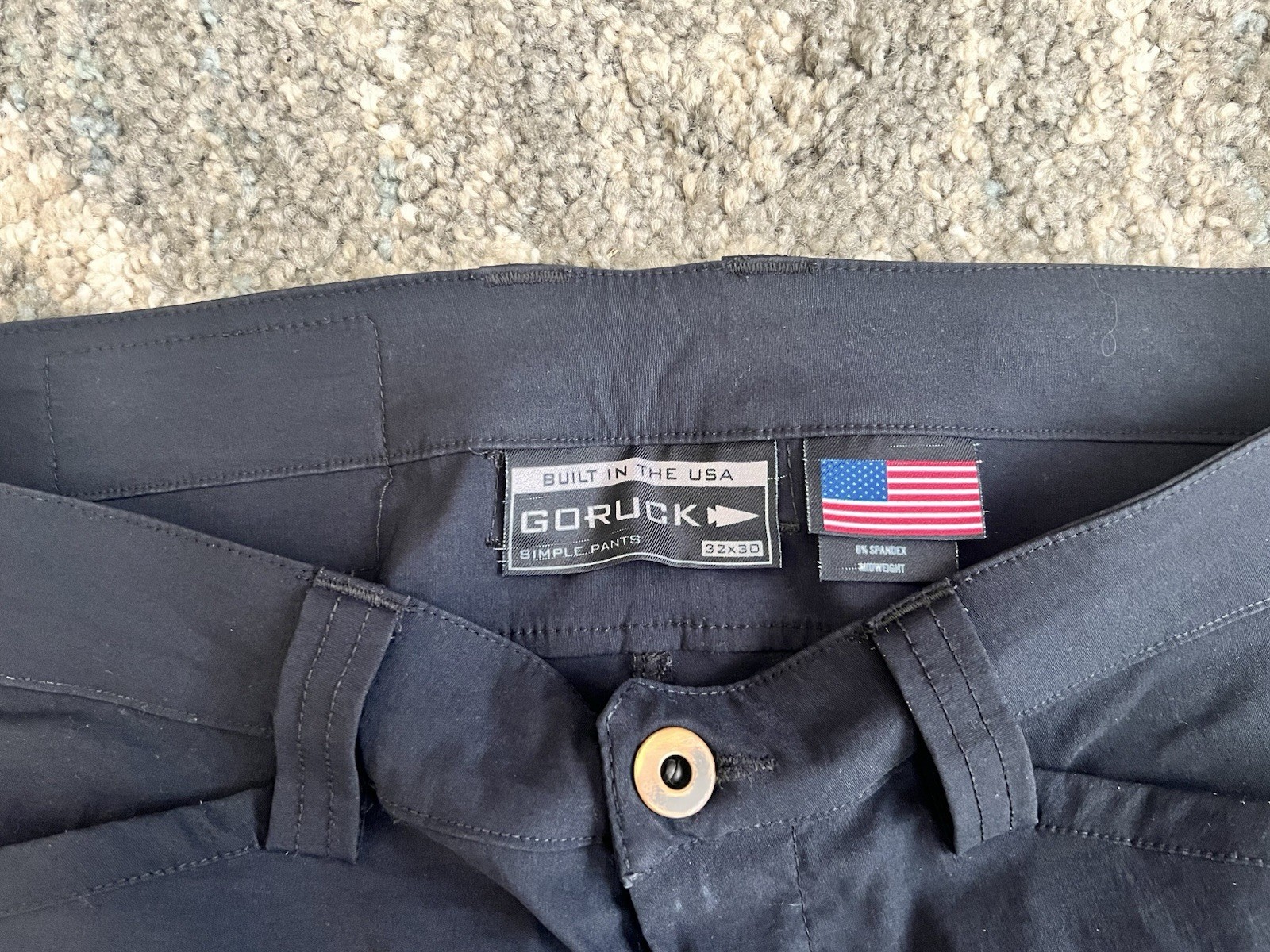 Goruck Midweight Simple Pants 32×30 in Black and Charcoal Made In USA