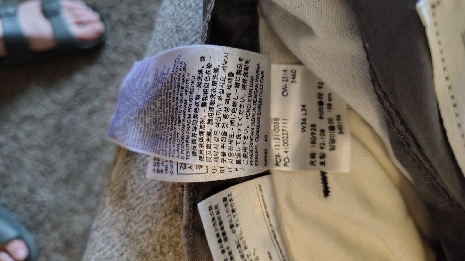 Levi Strauss & Co. Men’s Gray Canvas 514 Pants Straight Leg Regular Fit W34