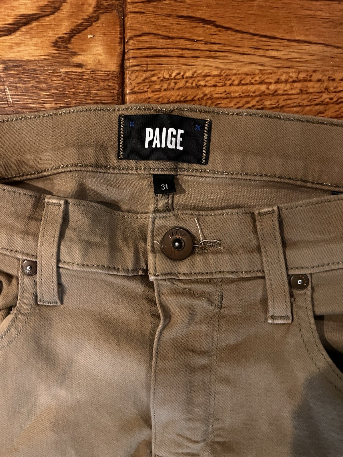 PAIGE Transcend Denim Lennox Men’s Slim Beige Jeans Khakis Stretch Taper Resort