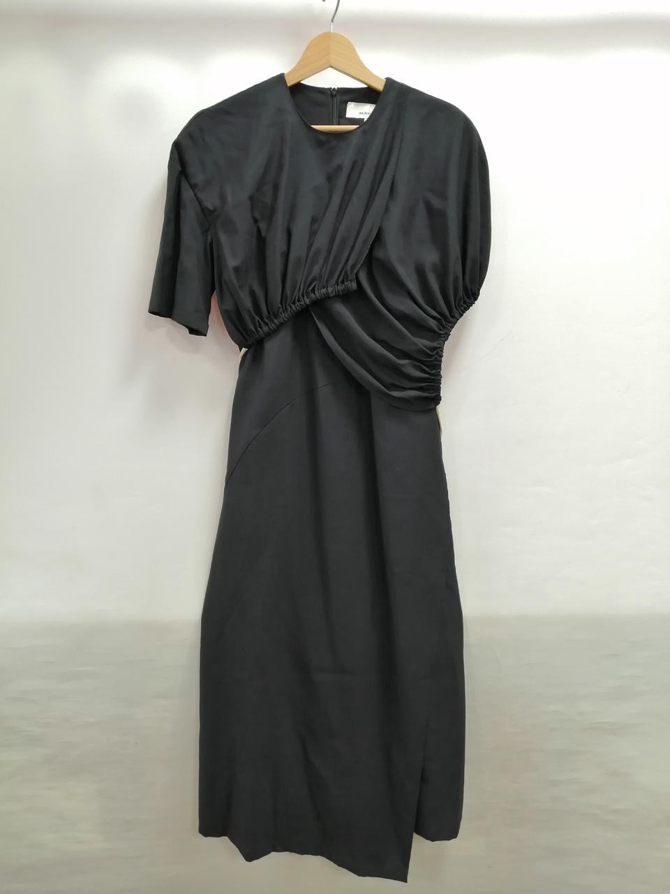 AKIRANAKA Black Puff Kimono Sleeve Jersey Dress 4US Sz S Midi 46in