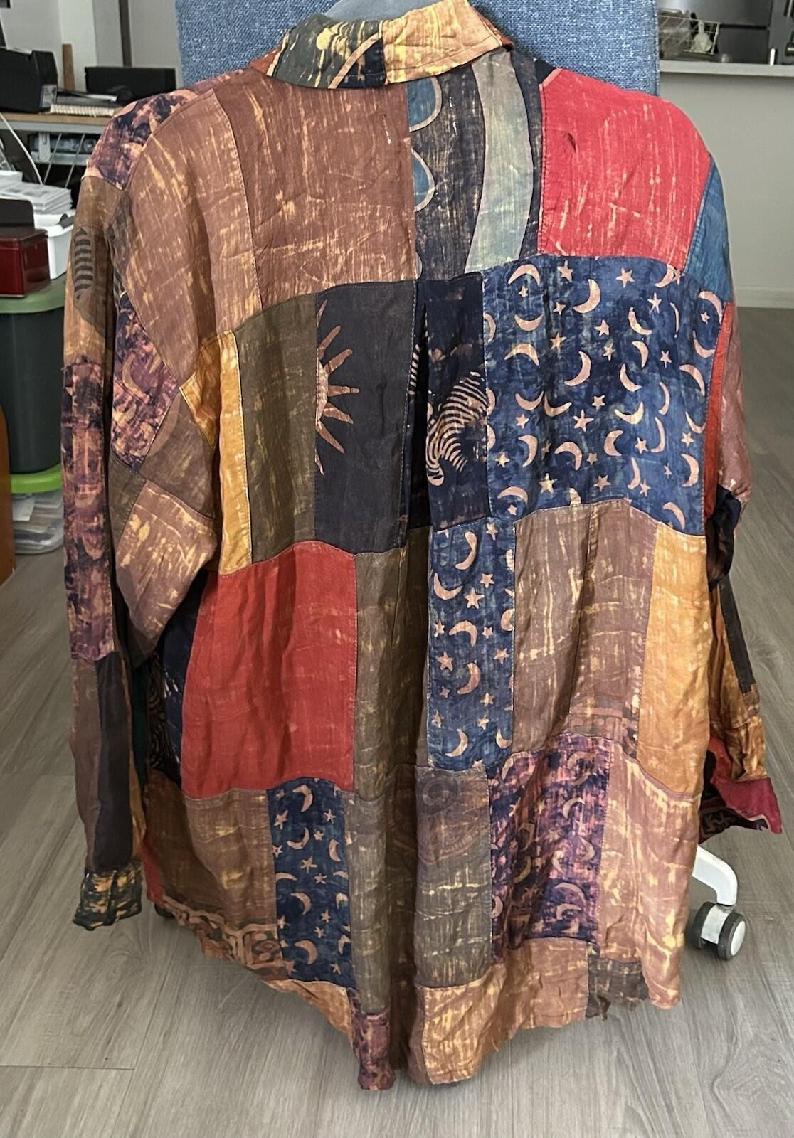 We Be Bop Patchwork Button Up Shirt Size Medium Vintage