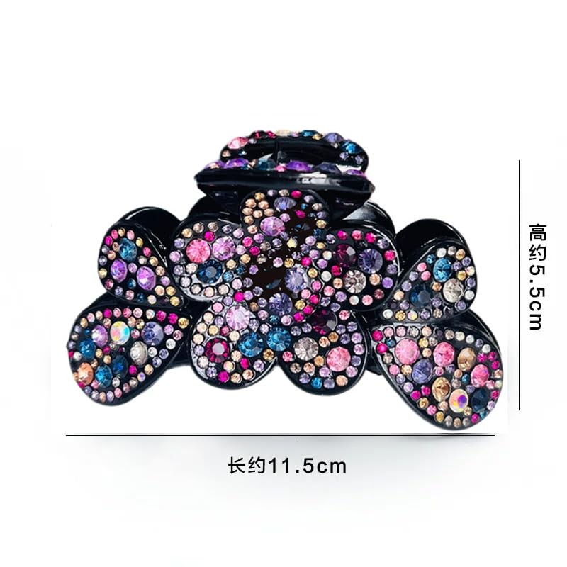 Big Hair Claw Clips With Purple Rhinestone 5 1 Count (Pack of 1), Rainbow