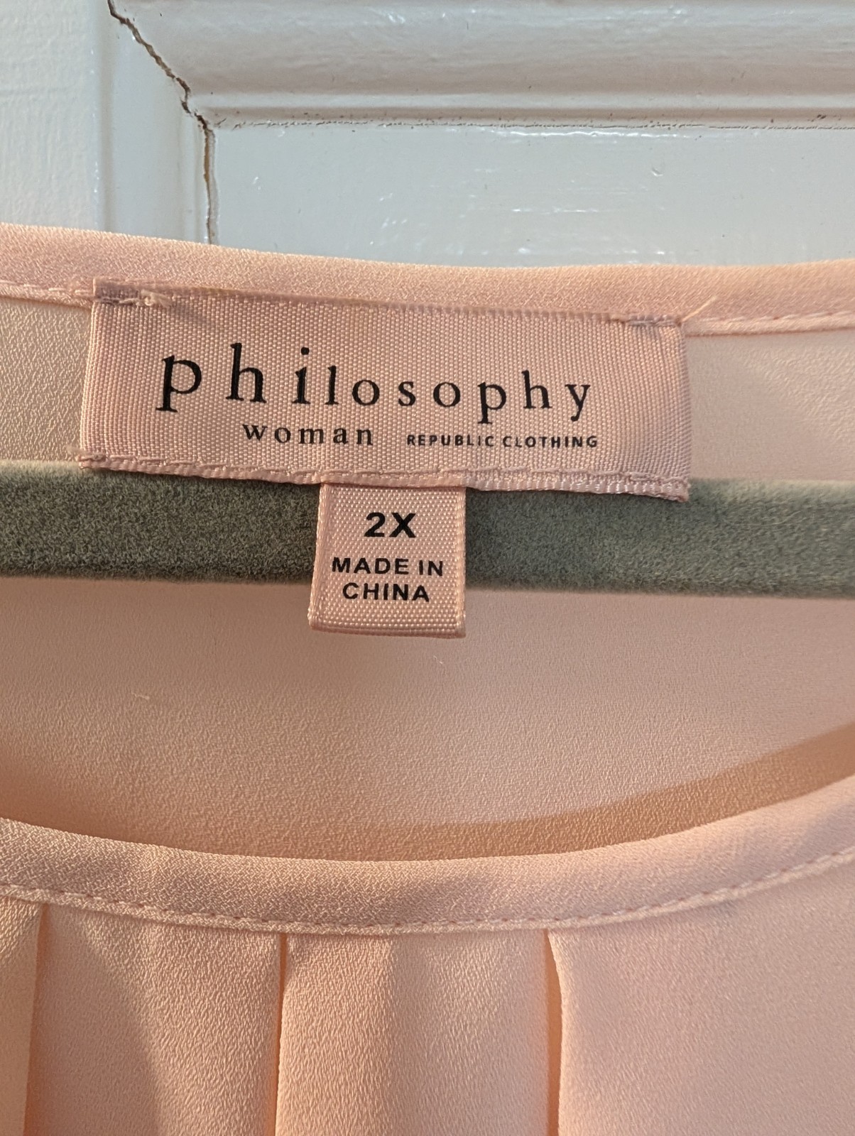 Philosophy Women’s Plus 2X Pink Solid Lace Cap Sleeve Scoop Neck Blouse Top