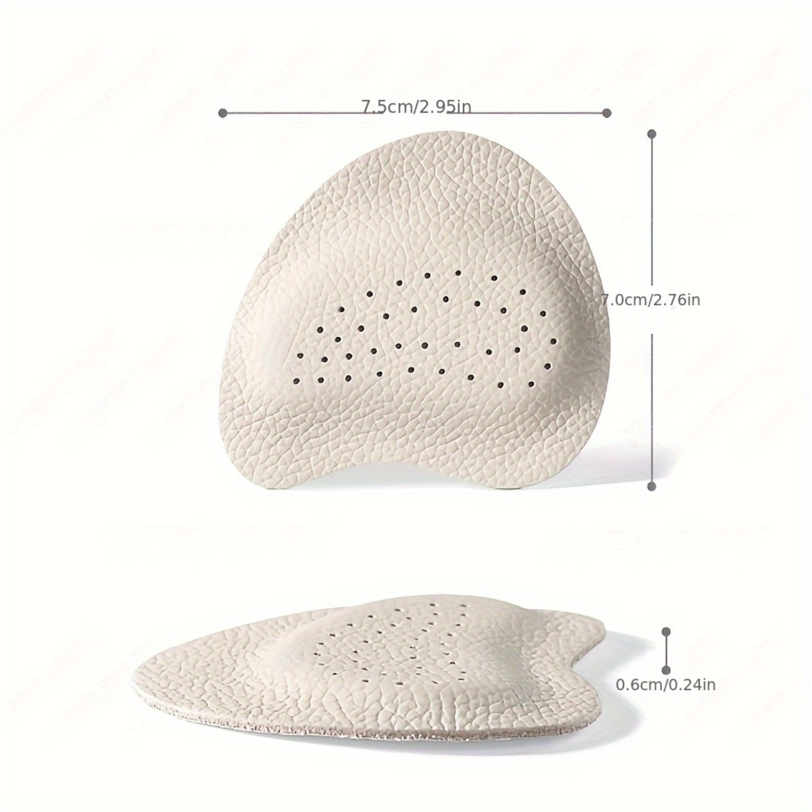 6PCS Faux Cowhide Self Adhesive Forefoot Insole Breathable Non Slip for High