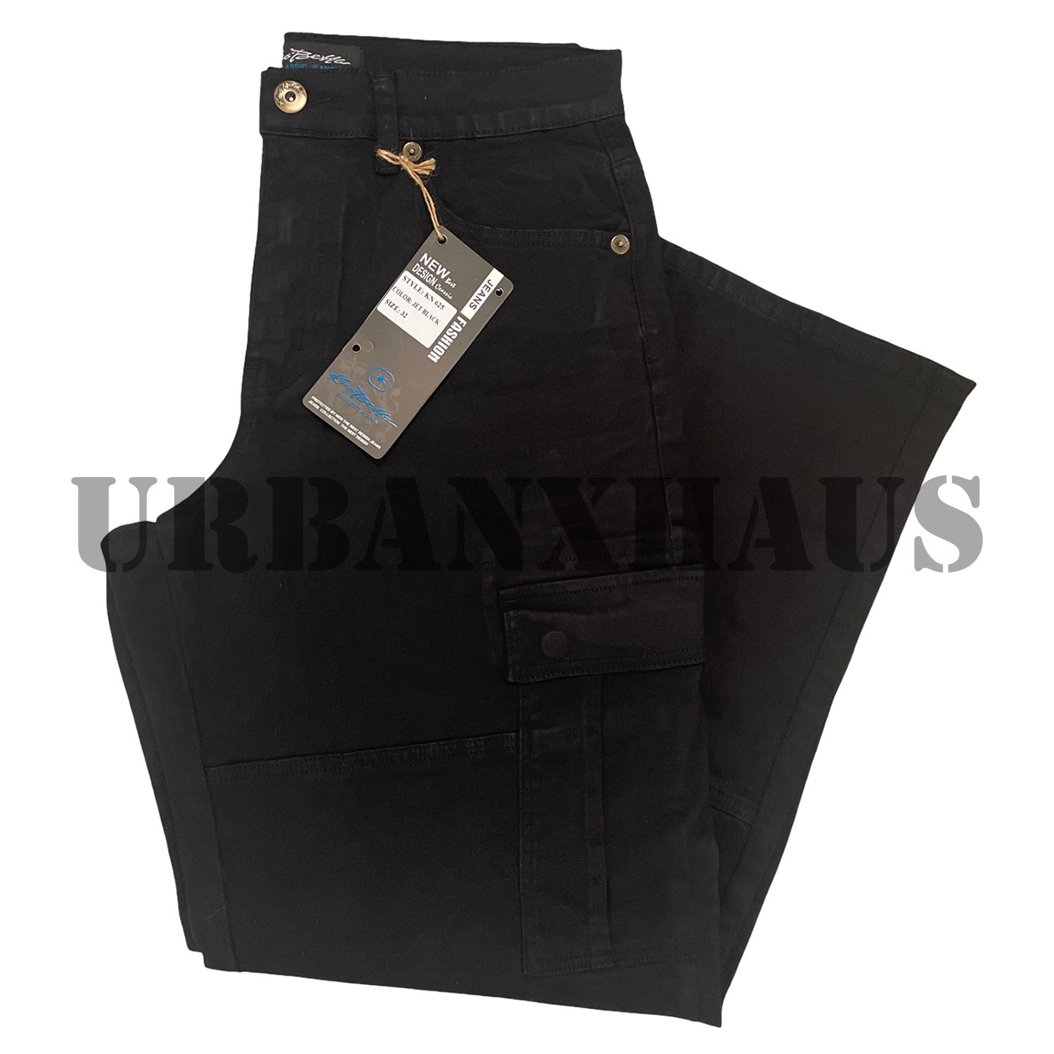 KNO BETTA BAGGY FIT DENIM CARGO JEANS ULTRA WIDE LEG Y2K LOOSE FIT PANTS (30-42)