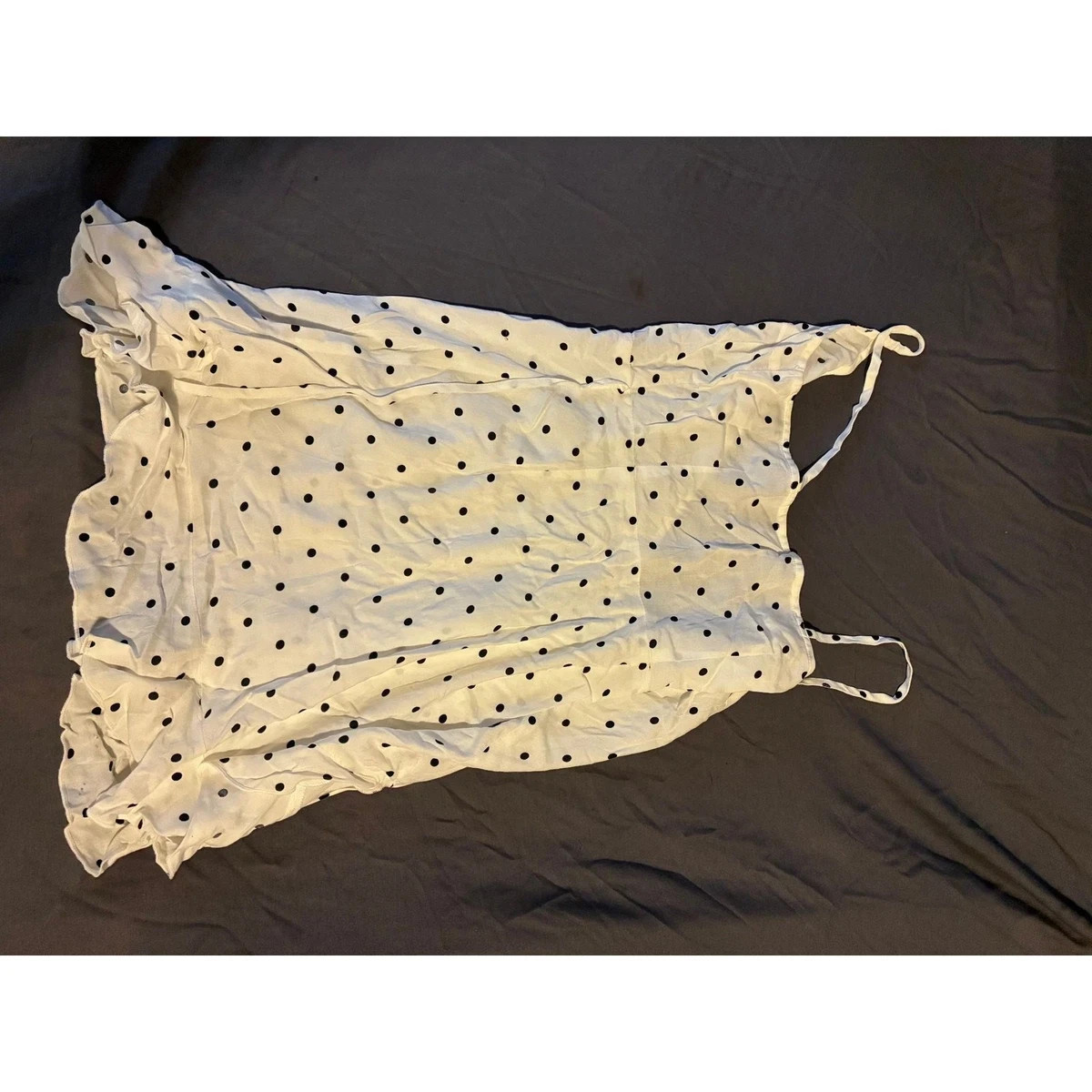 H&M Divided Camisole Womens 2 White Black Polka Dot Spaghetti Strap Top V Neck
