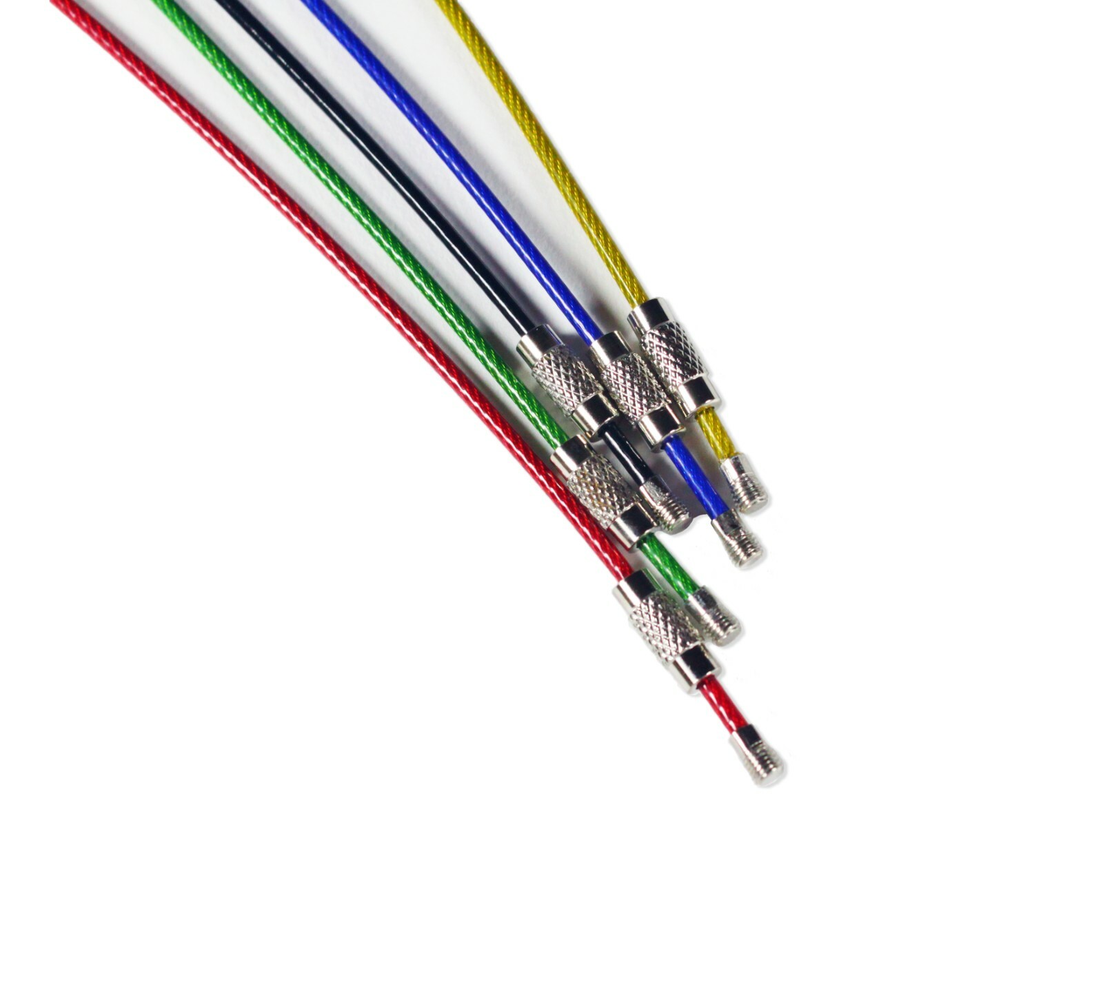 20pc Colored Nylon Coated Wire Keychain 16cm Cable Key Ring Loops Outdoor Hiking